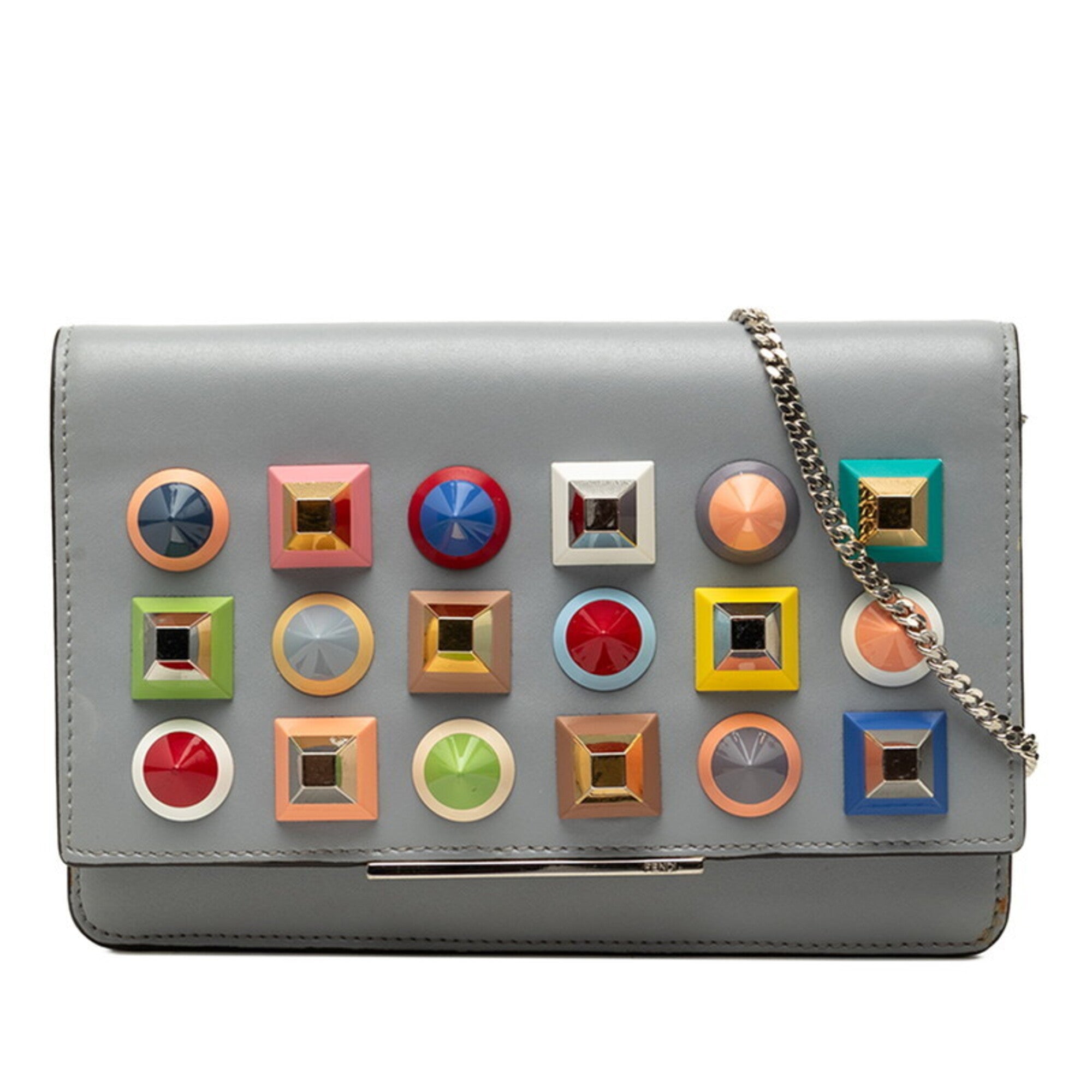 Fendi Gray Multi-Color Leather Shoulder Bag (Pre-Owned)