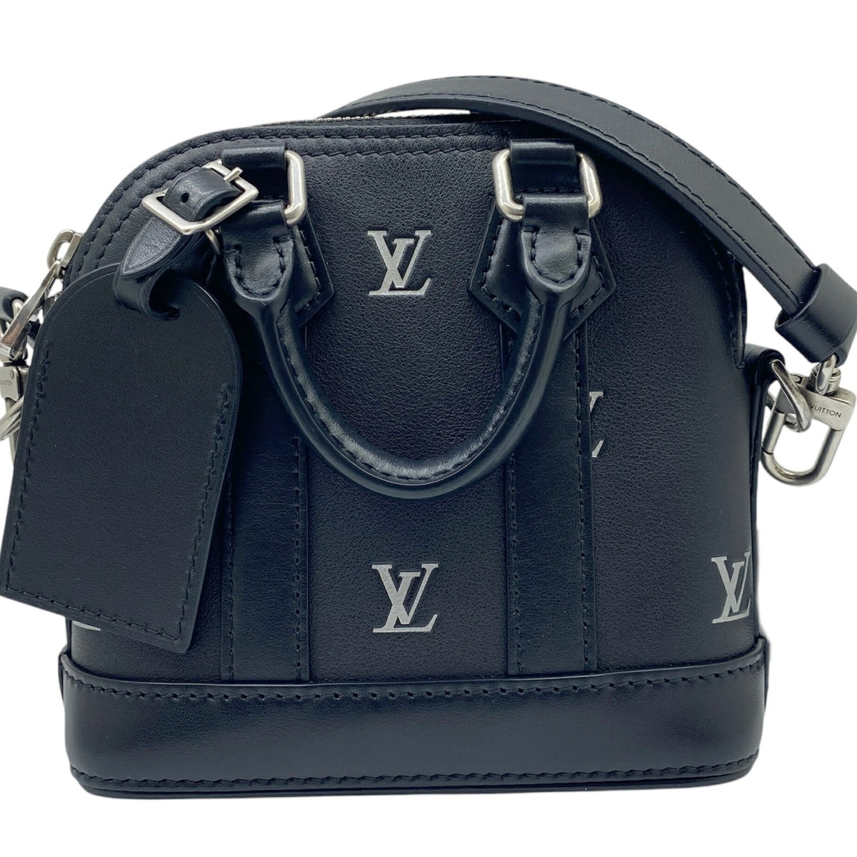 Louis Vuitton Black Leather Handbag Shoulder Bag (Pre-Owned)