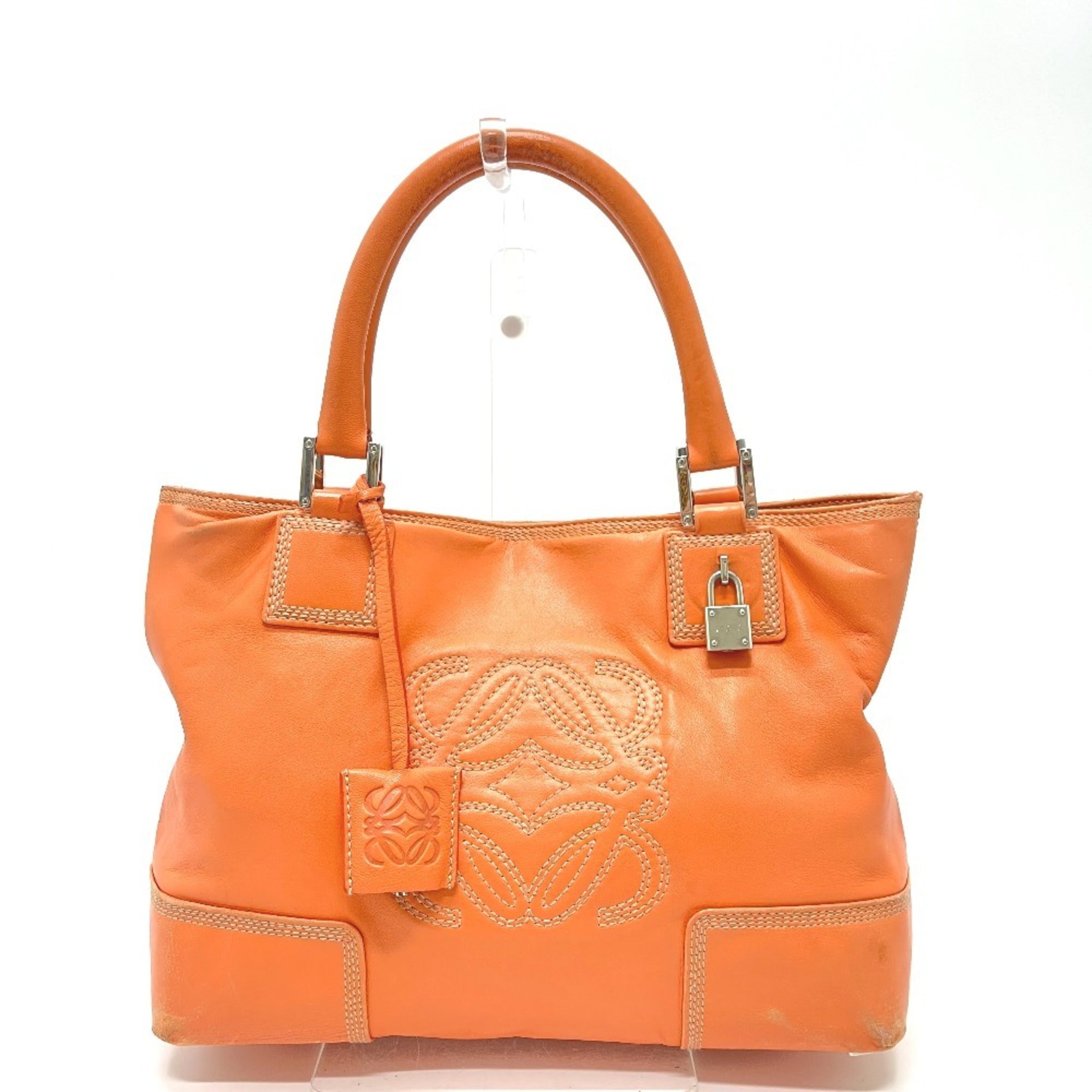Loewe Amazona Orange Leather Handbag Tote Bag (Pre-Owned)