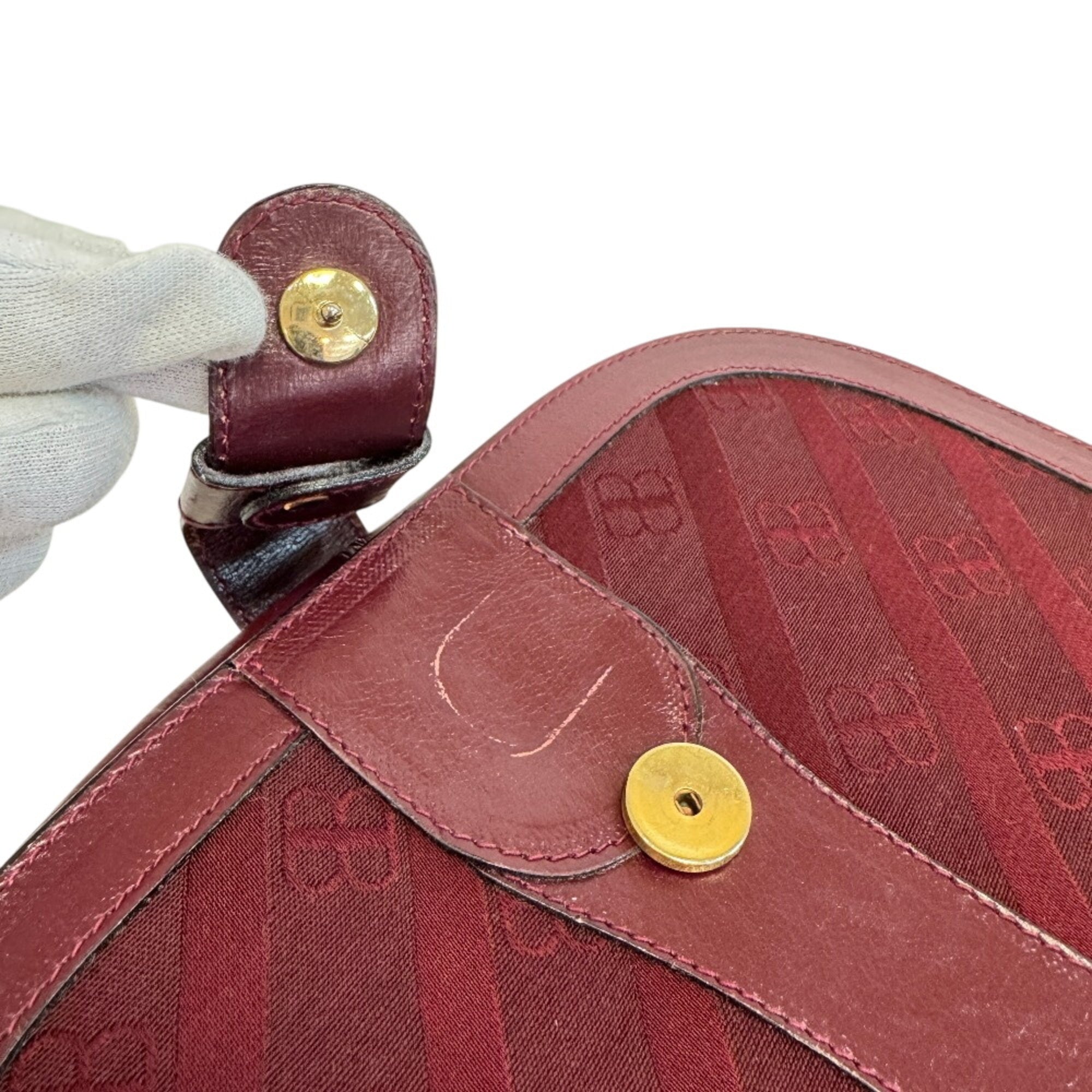 Balenciaga Bordeaux Canvas Leather Shoulder Bag (Pre-Owned)