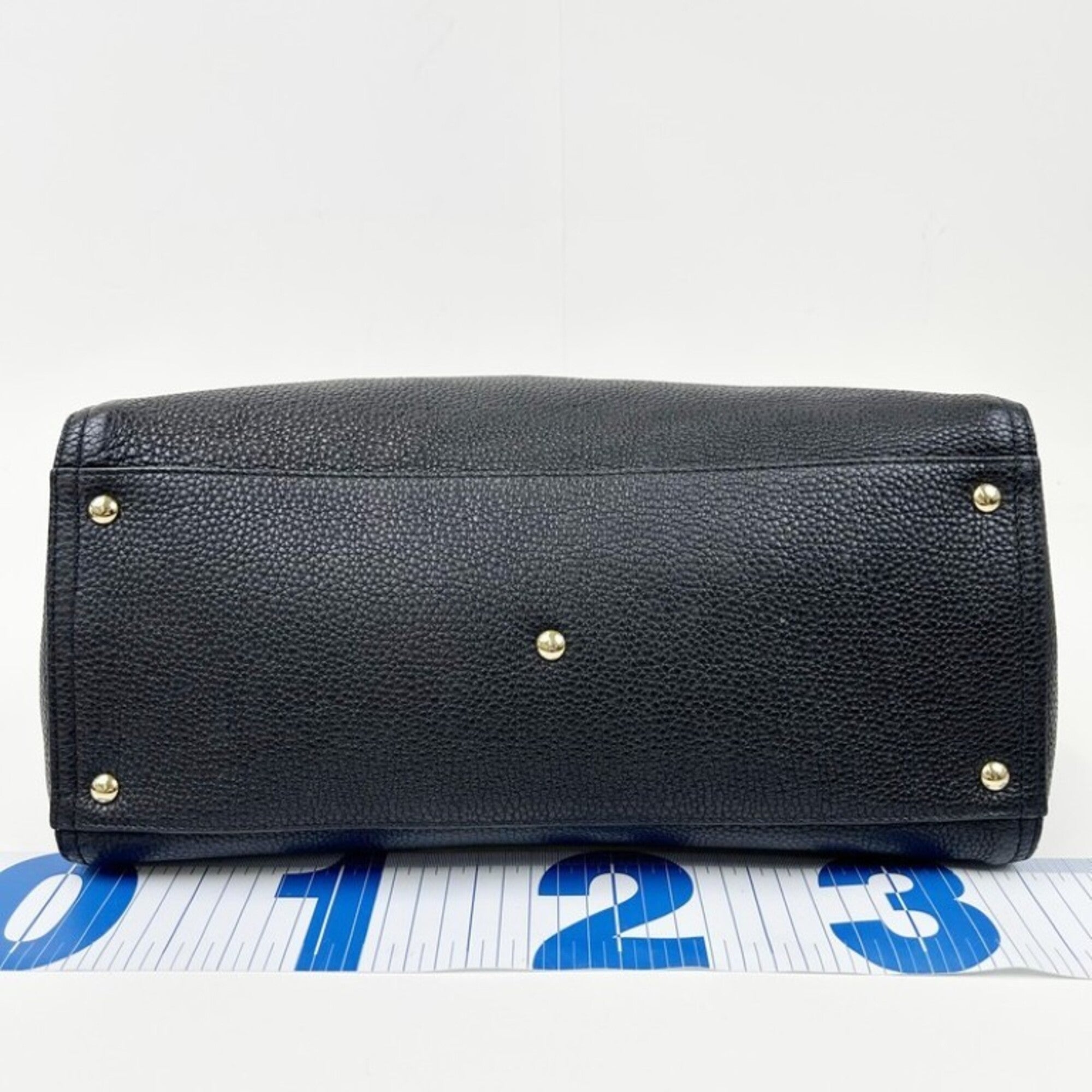 Salvatore Ferragamo Gancini Black Leather Handbag Shoulder Bag Tote Bag (Pre-Owned)