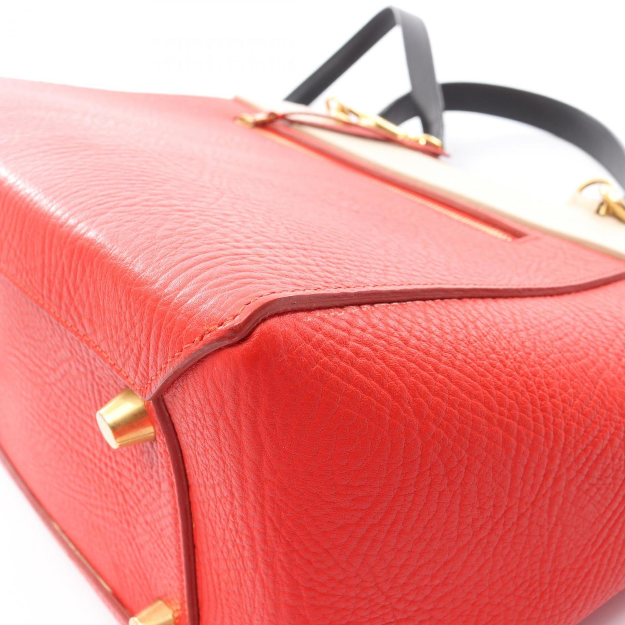 Celine Beige Black Red Color Leather Fanny Pack Handbag (Pre-Owned)