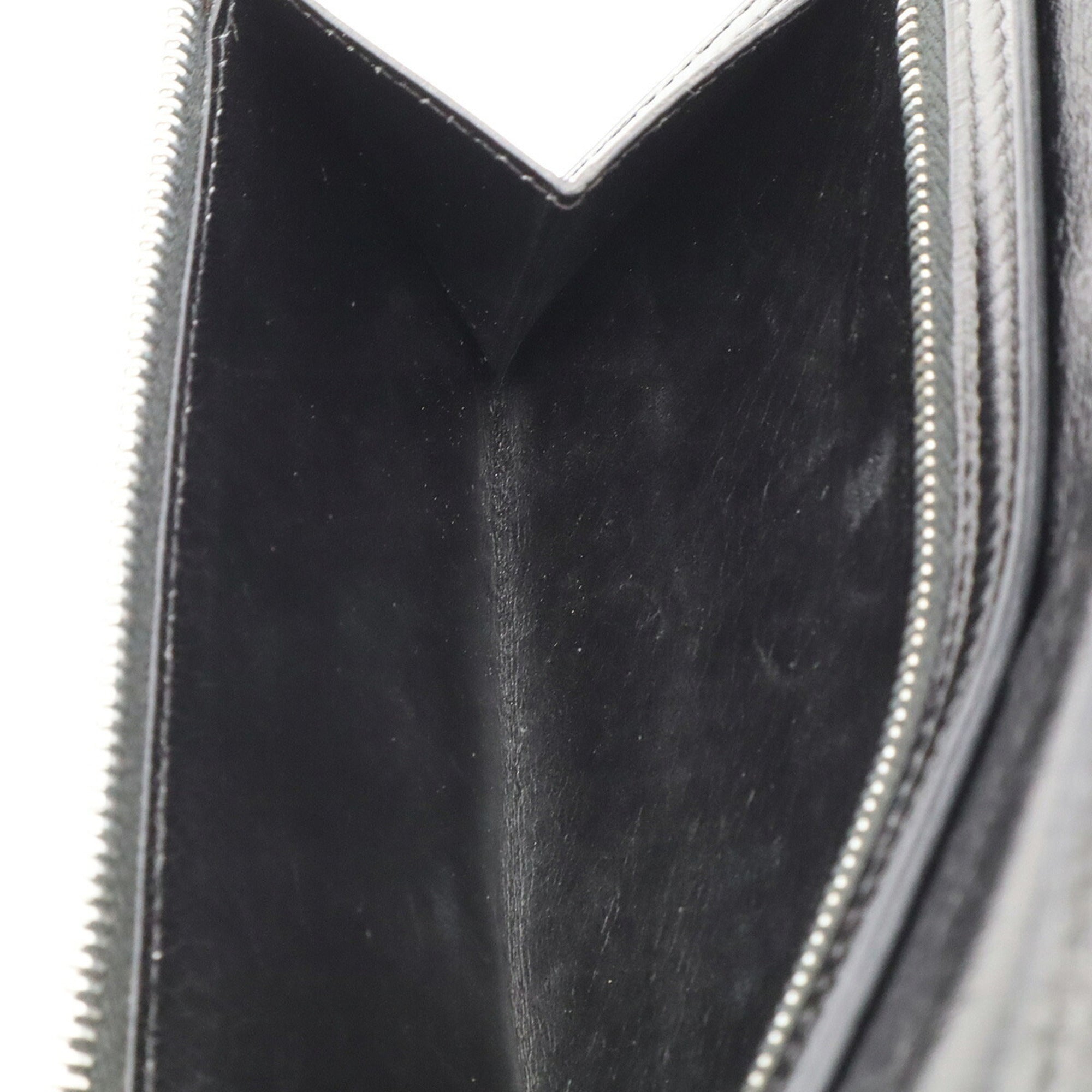 Hermes Black Box Calf Leather Long Wallet (Bi-Fold) (Pre-Owned)