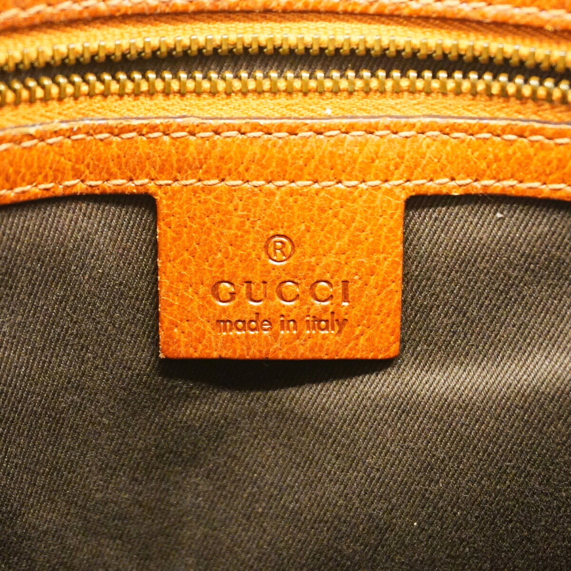 Gucci Beige Brown Canvas Shoulder Bag (Pre-Owned)