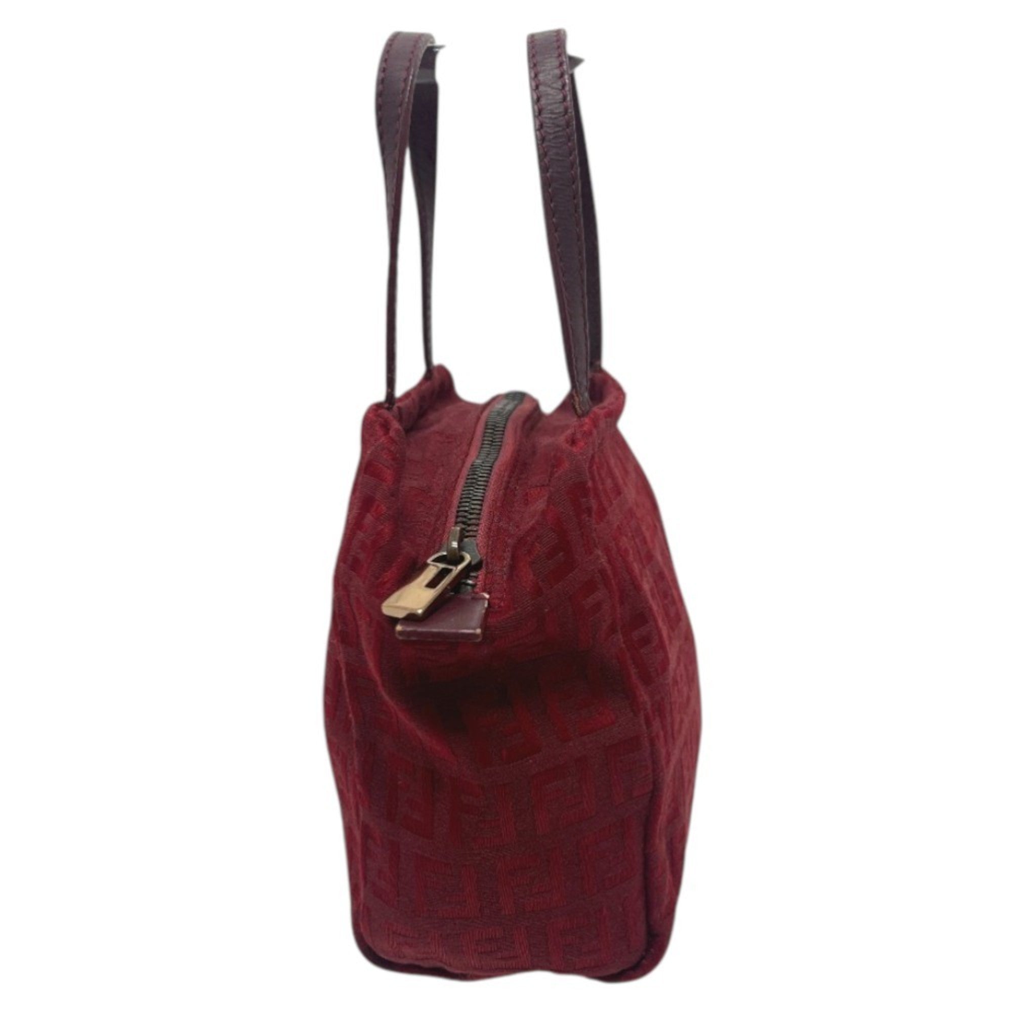 Fendi Red Color Canvas Handbag (Pre-Owned)