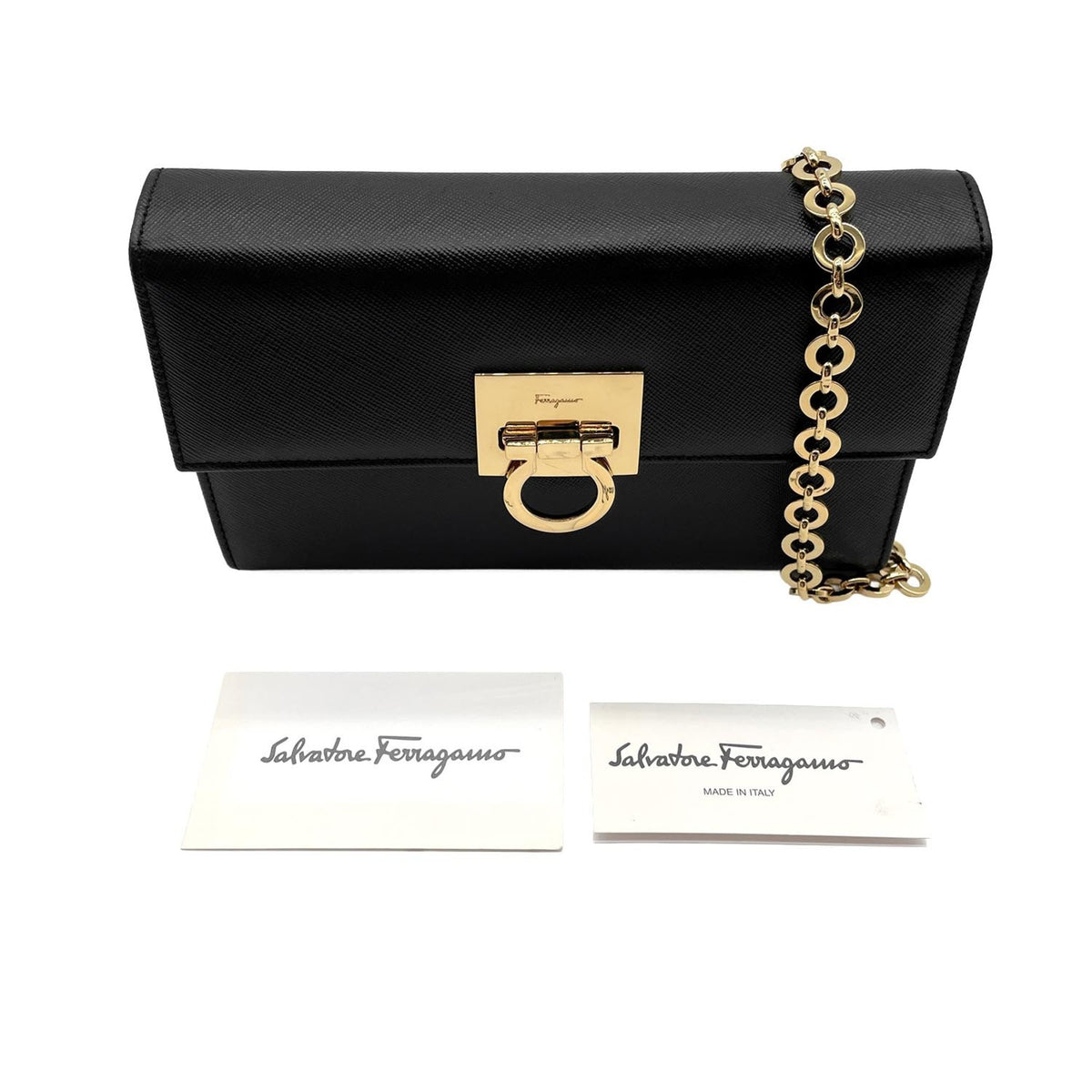 Salvatore Ferragamo Black Brown Leather Shoulder Bag (Pre-Owned)