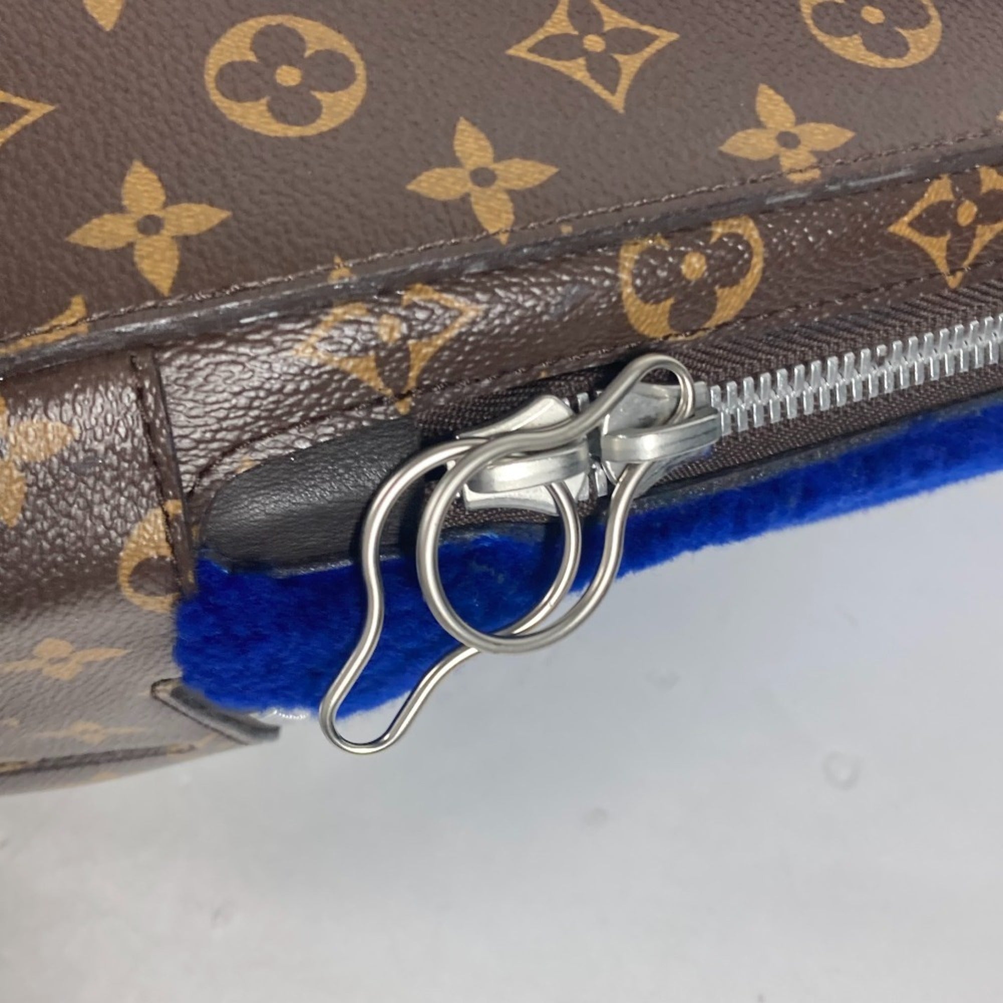 Louis Vuitton Blue Brown Monogram Canvas Leather Backpack (Pre-Owned)