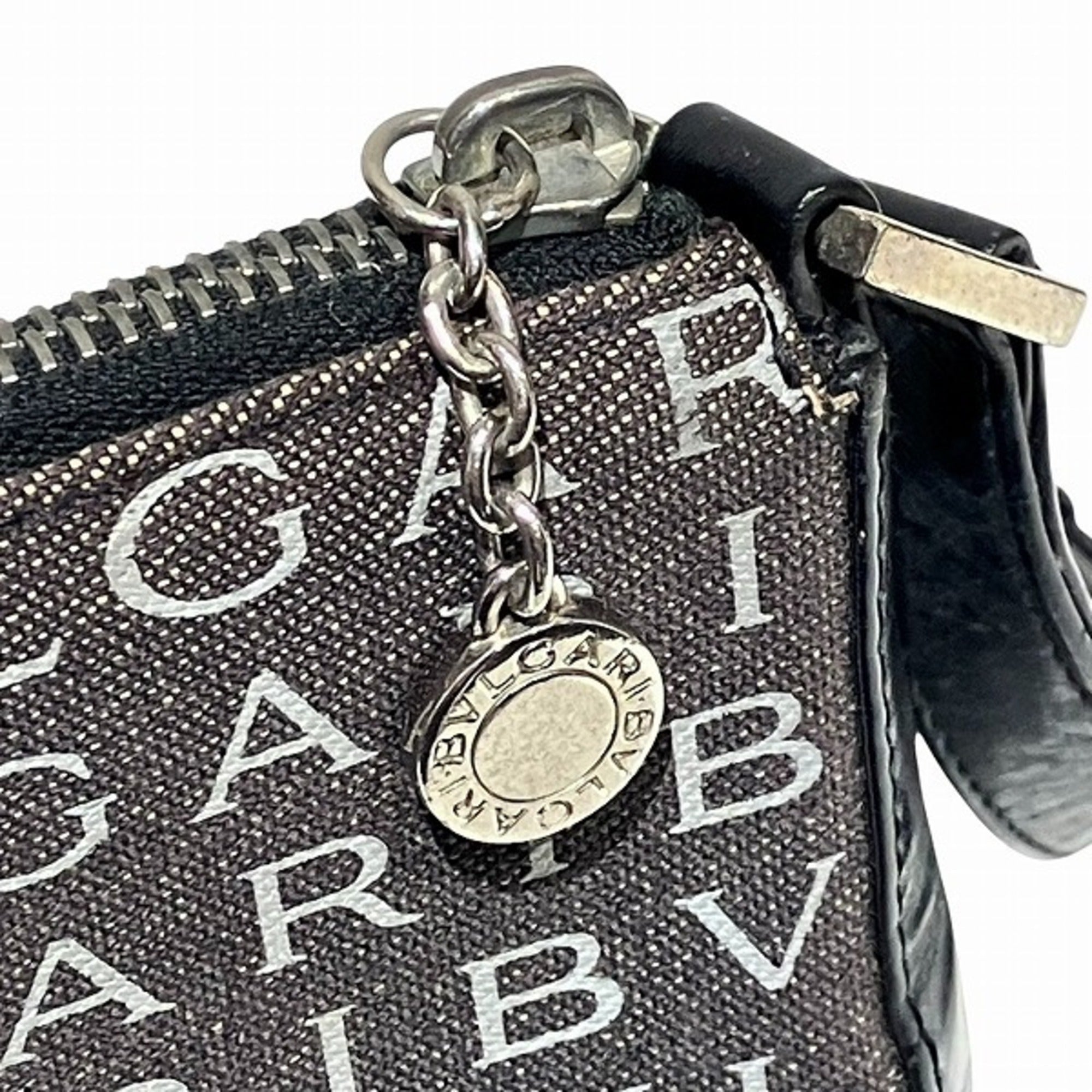 Bvlgari Bvlgari Bvlgari Black White Canvas Leather Handbag Shoulder Bag (Pre-Owned)
