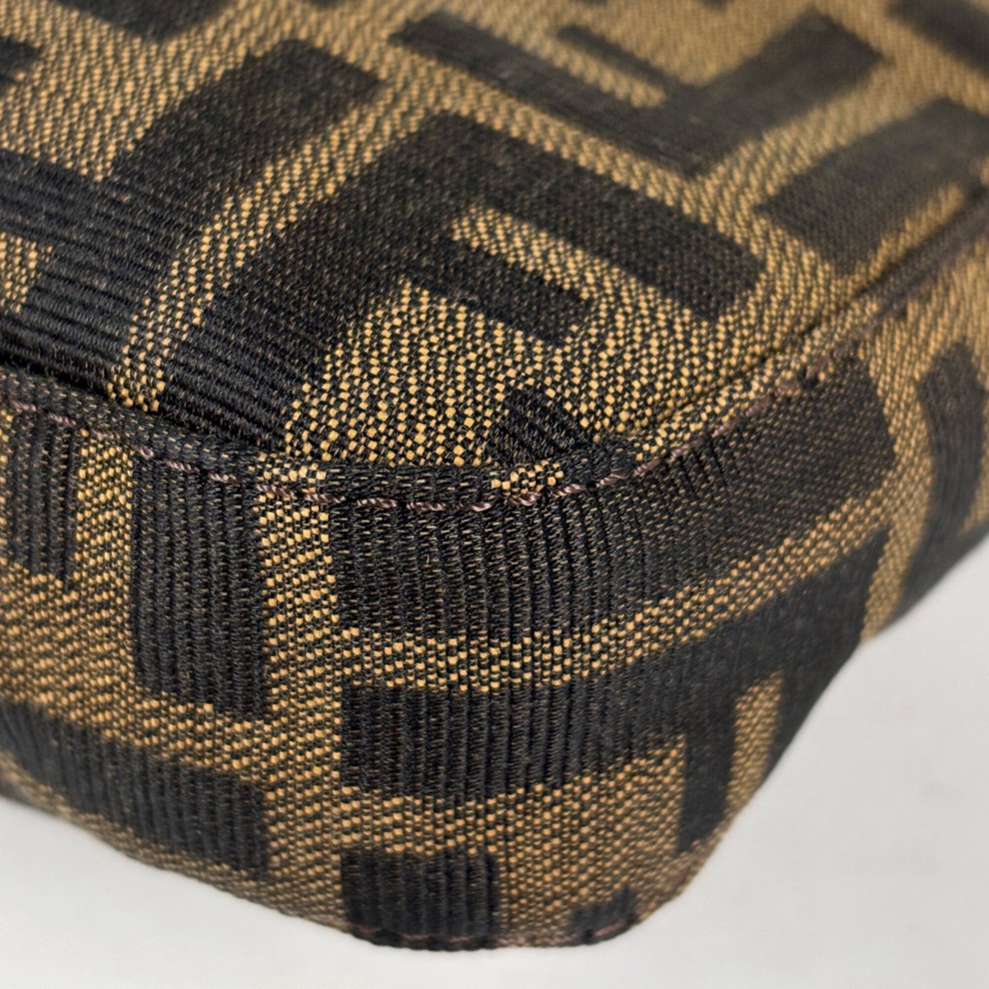 Fendi Zucca Brown Canvas Leather Shoulder Bag (Pre-Owned)