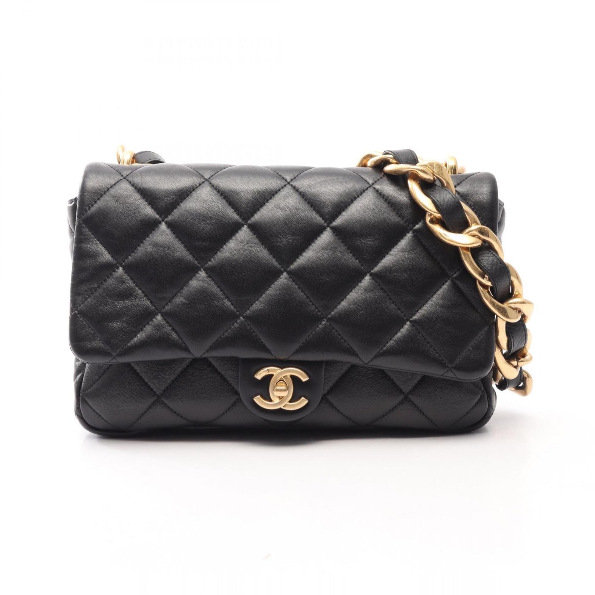 Chanel Black Leather Handbag Shoulder Bag (Pre-Owned)