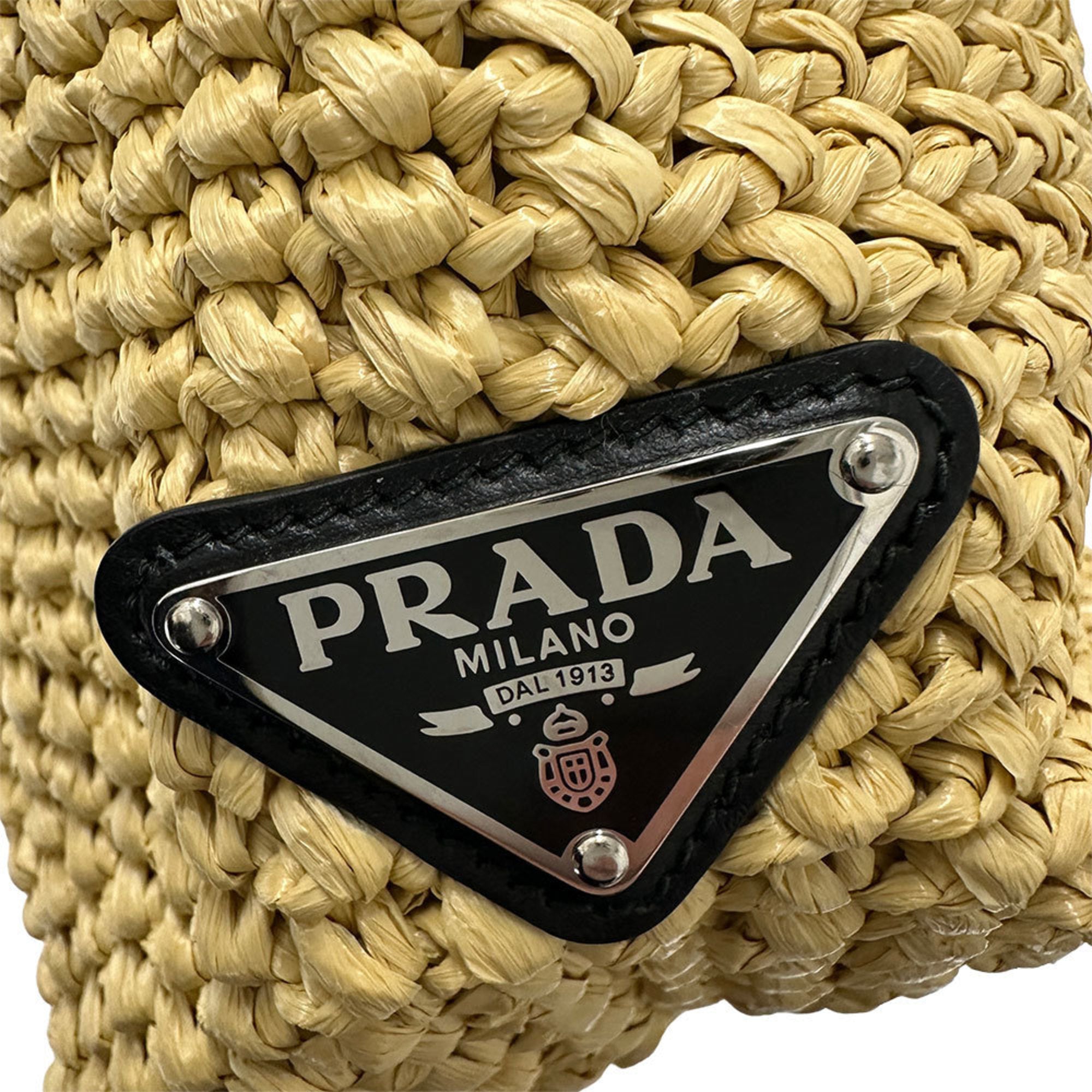 Prada Yellow Raffia Handbag Tote Bag (Pre-Owned)