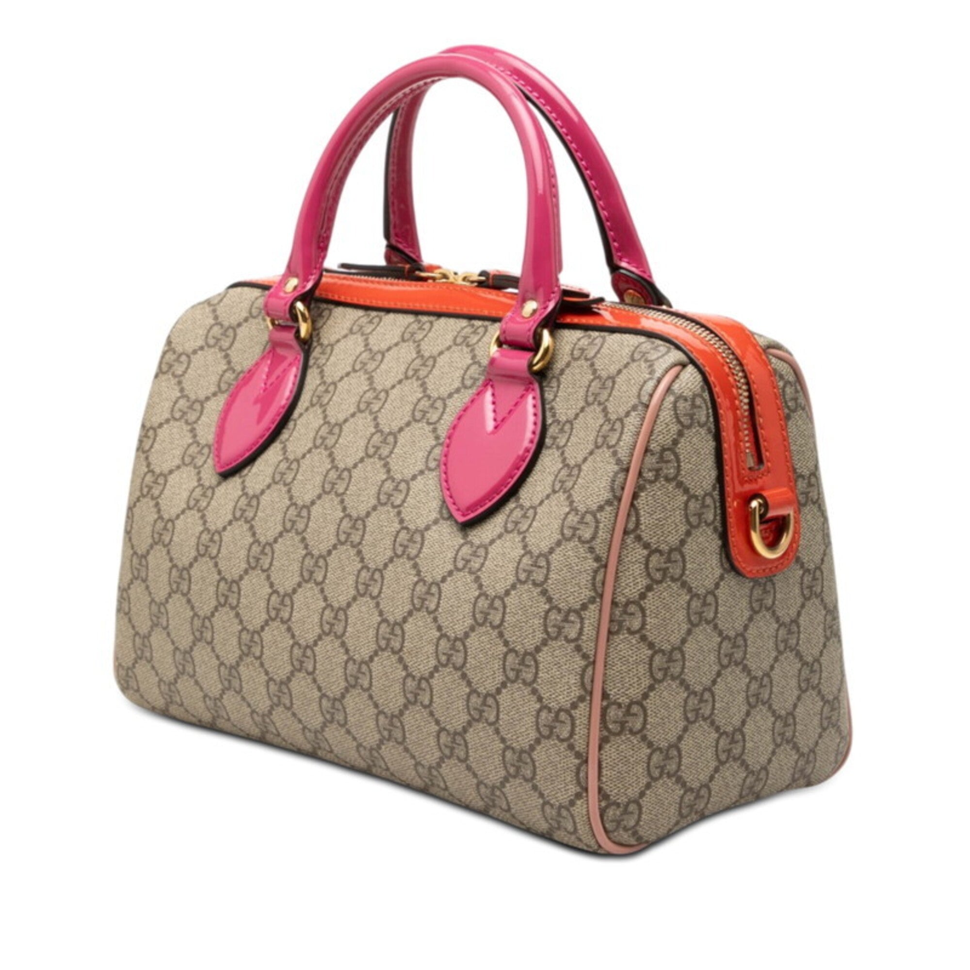 Gucci Brown Pink Red Gg Supreme Handbag Shoulder Bag (Pre-Owned)