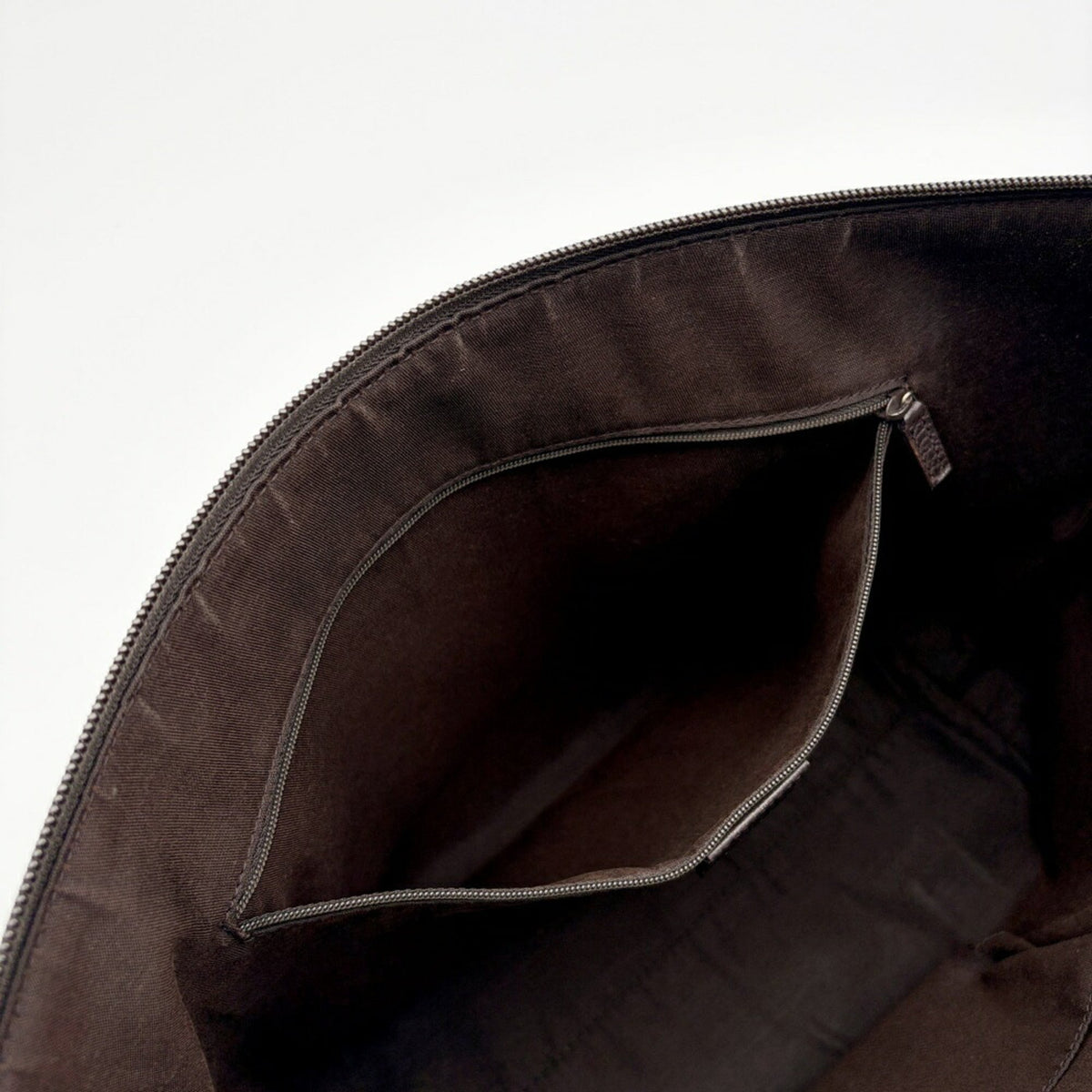 Gucci Dark Brown Canvas Bamboo Leather Tote Bag (Pre-Owned)