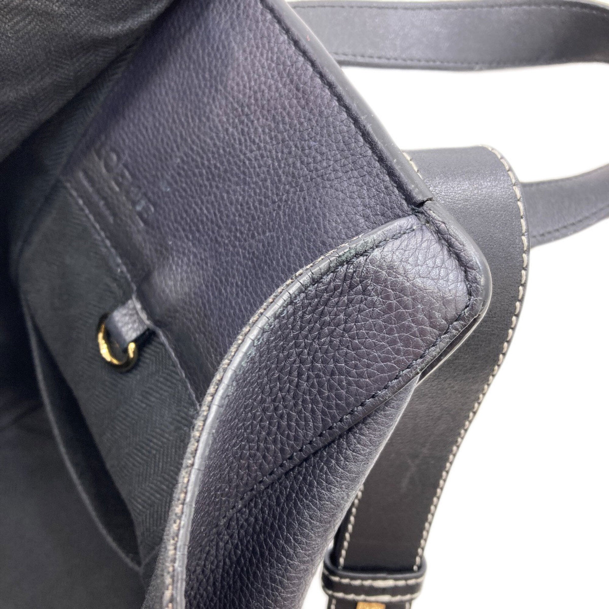 Loewe Hammock Black Dark Navy Leather Handbag (Pre-Owned)