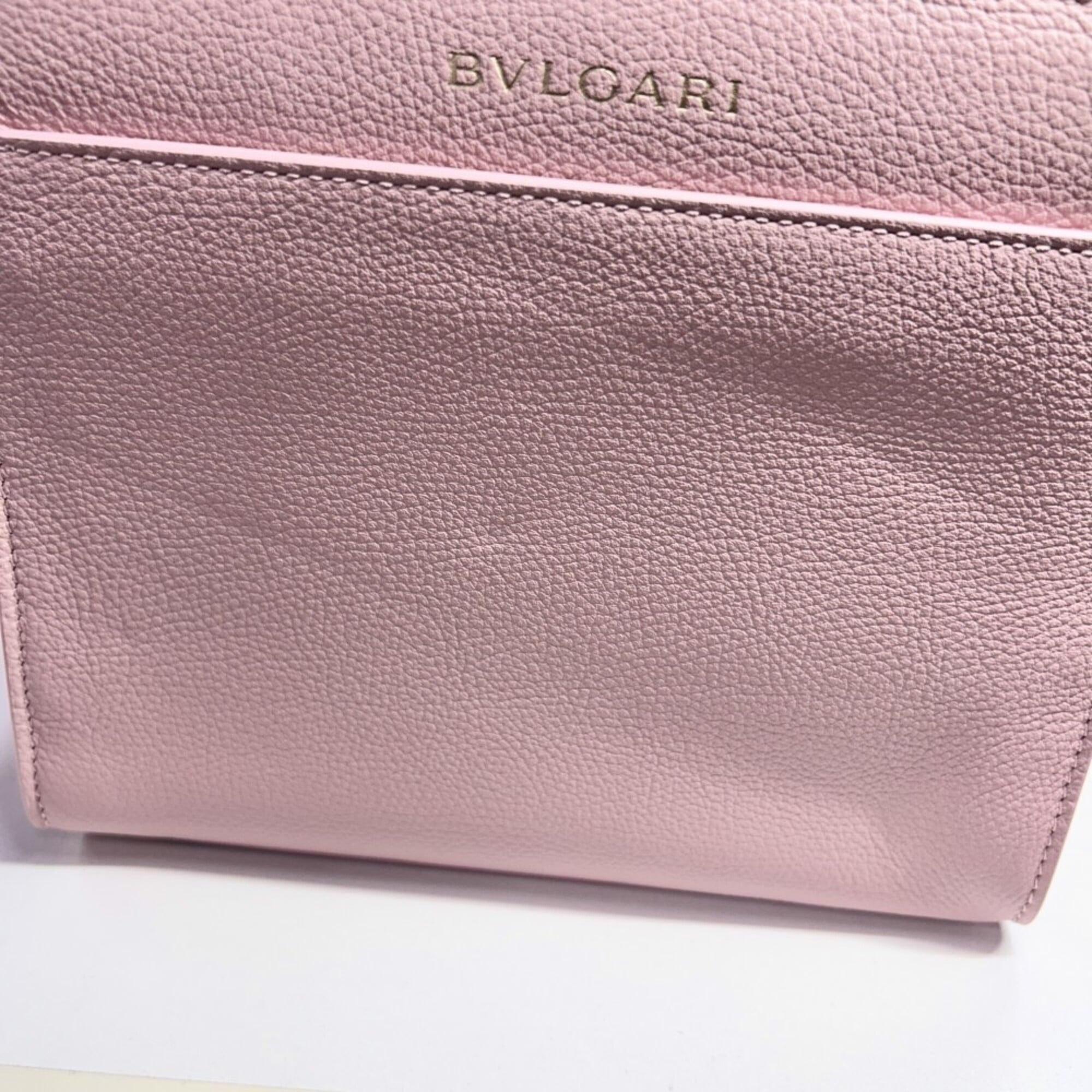 Bvlgari Pink Leather Handbag Shoulder Bag Tote Bag (Pre-Owned)