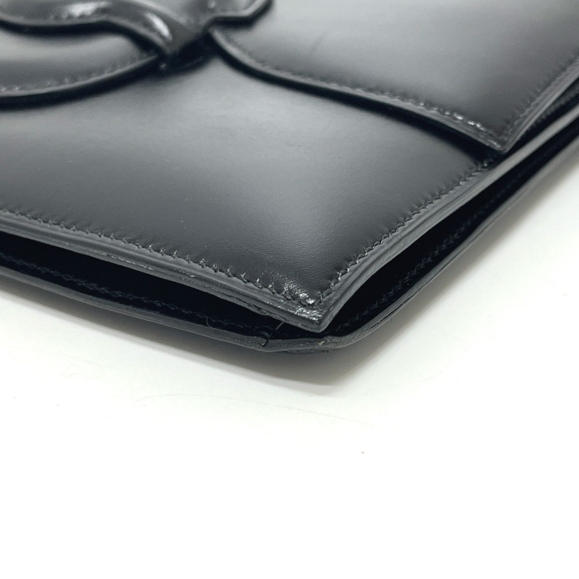 Hermes Black Box Calf Leather Clutch Bag (Pre-Owned)