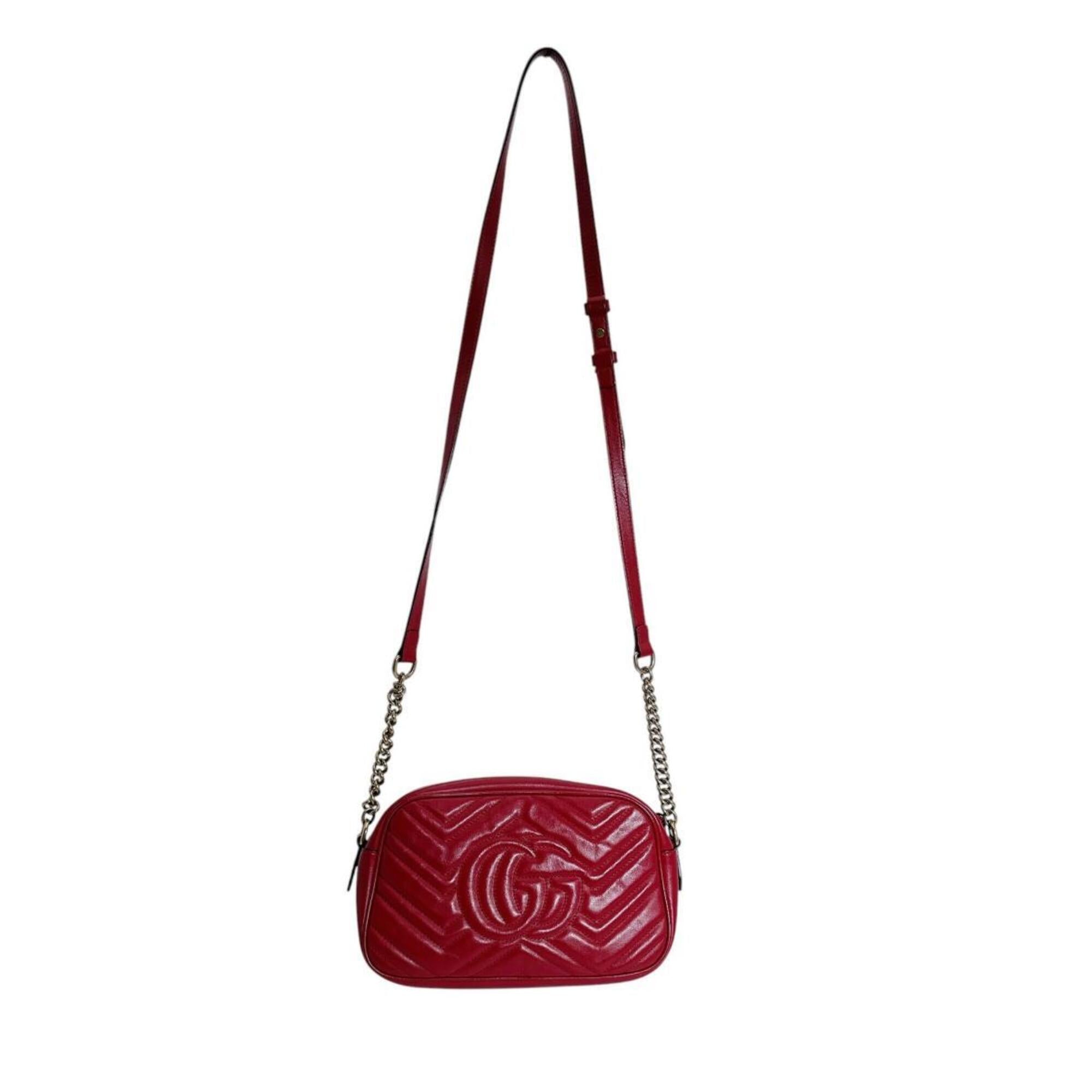 Gucci Red Color Leather Shoulder Bag Sling Bag (Pre-Owned)