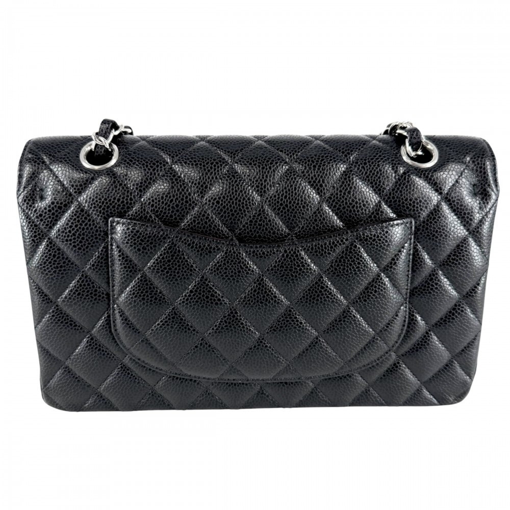 Chanel Black White Grained Calfskin Shoulder Bag (Pre-Owned)