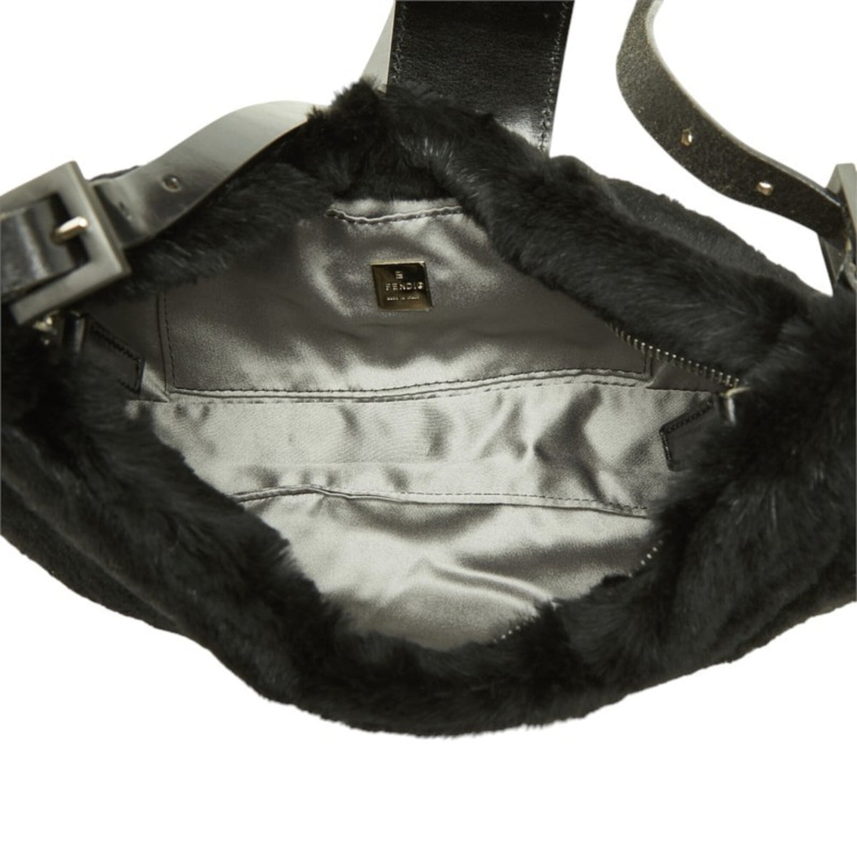 Fendi Black Fur Leather Shoulder Bag (Pre-Owned)