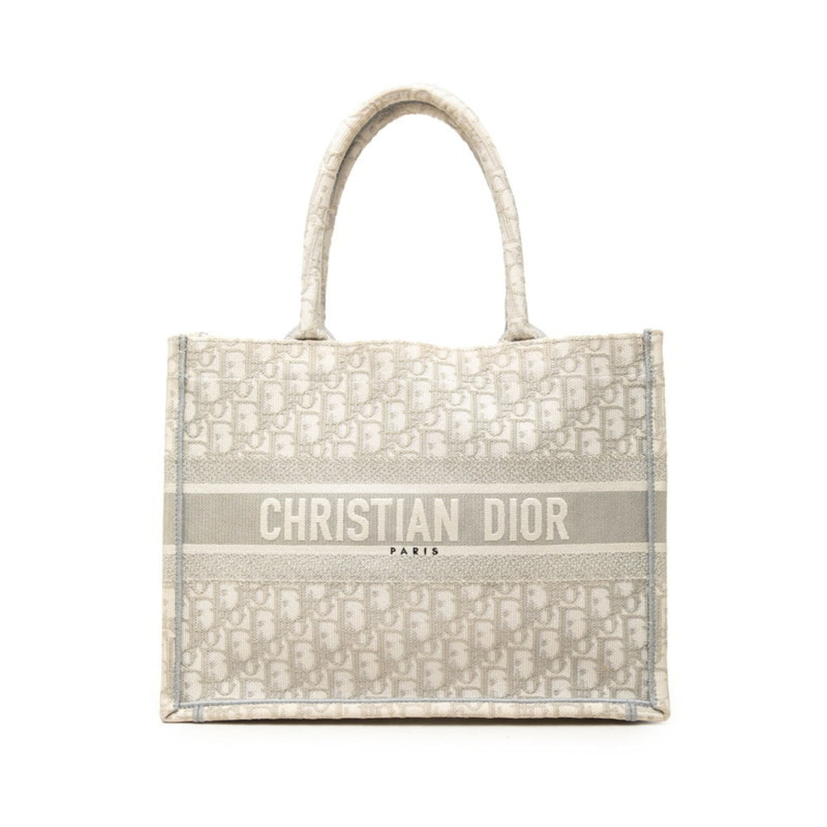Christian Dior Gray Ivory Canvas Handbag Tote Bag (Pre-Owned)