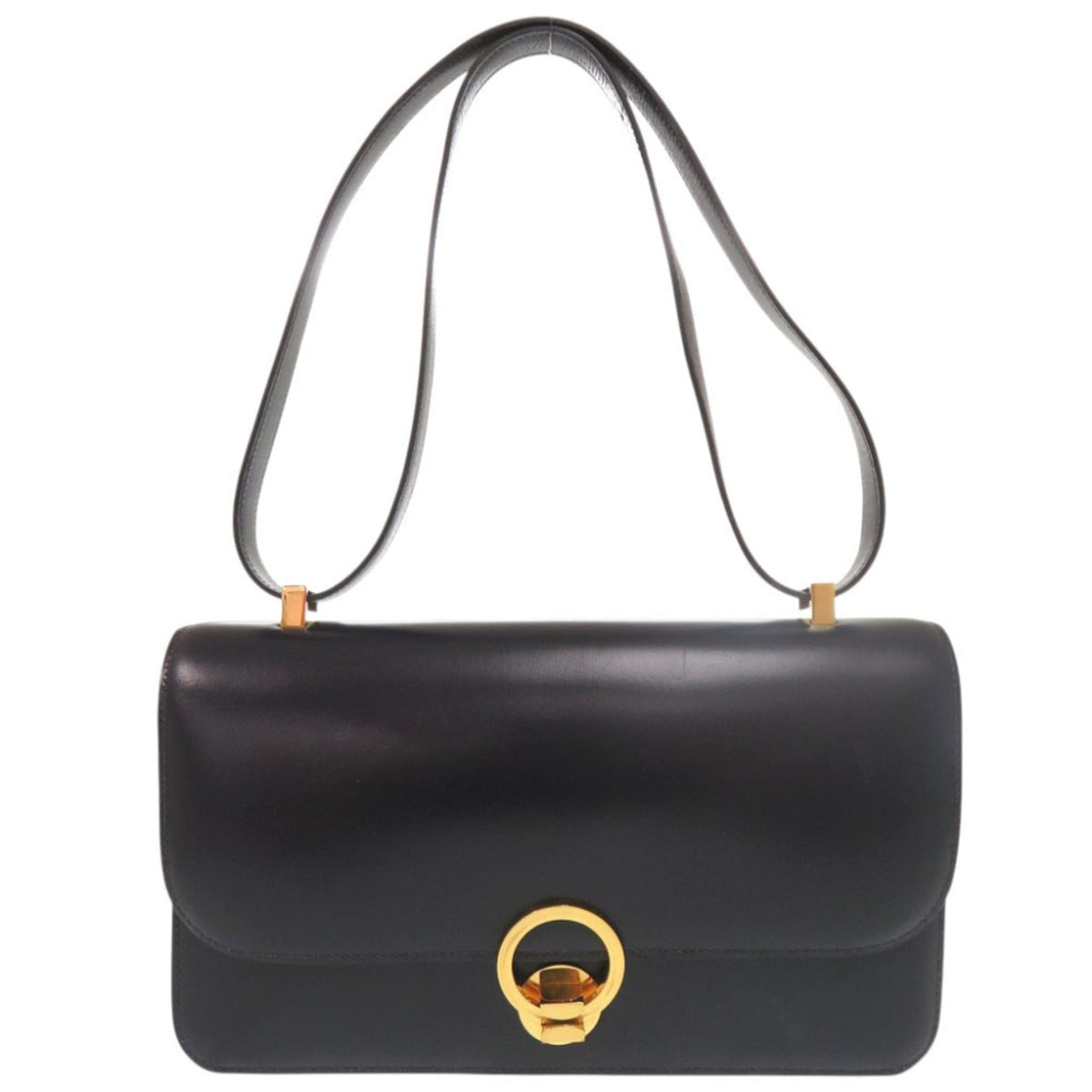 Hermes Navy Box Calf Leather Shoulder Bag (Pre-Owned)