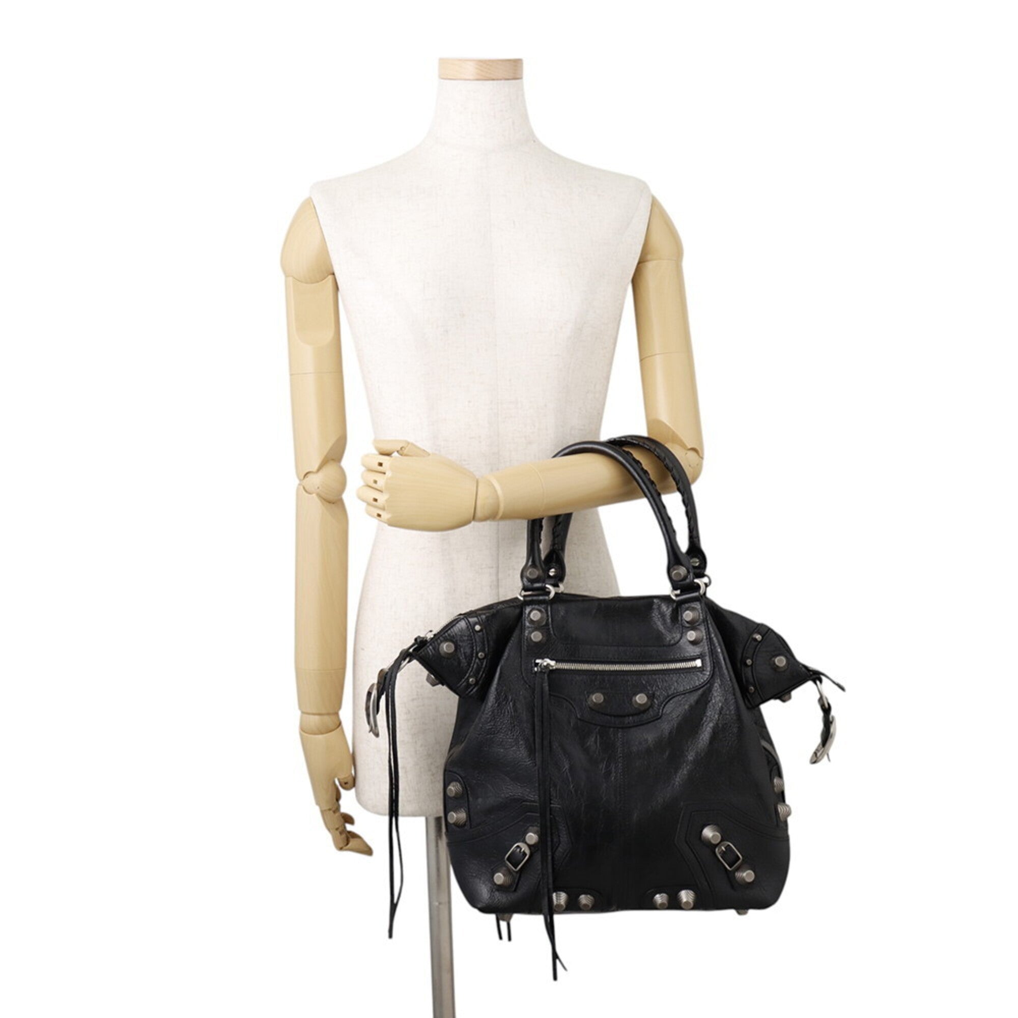 Balenciaga Black Leather Handbag Pouch Shoulder Bag (Pre-Owned)