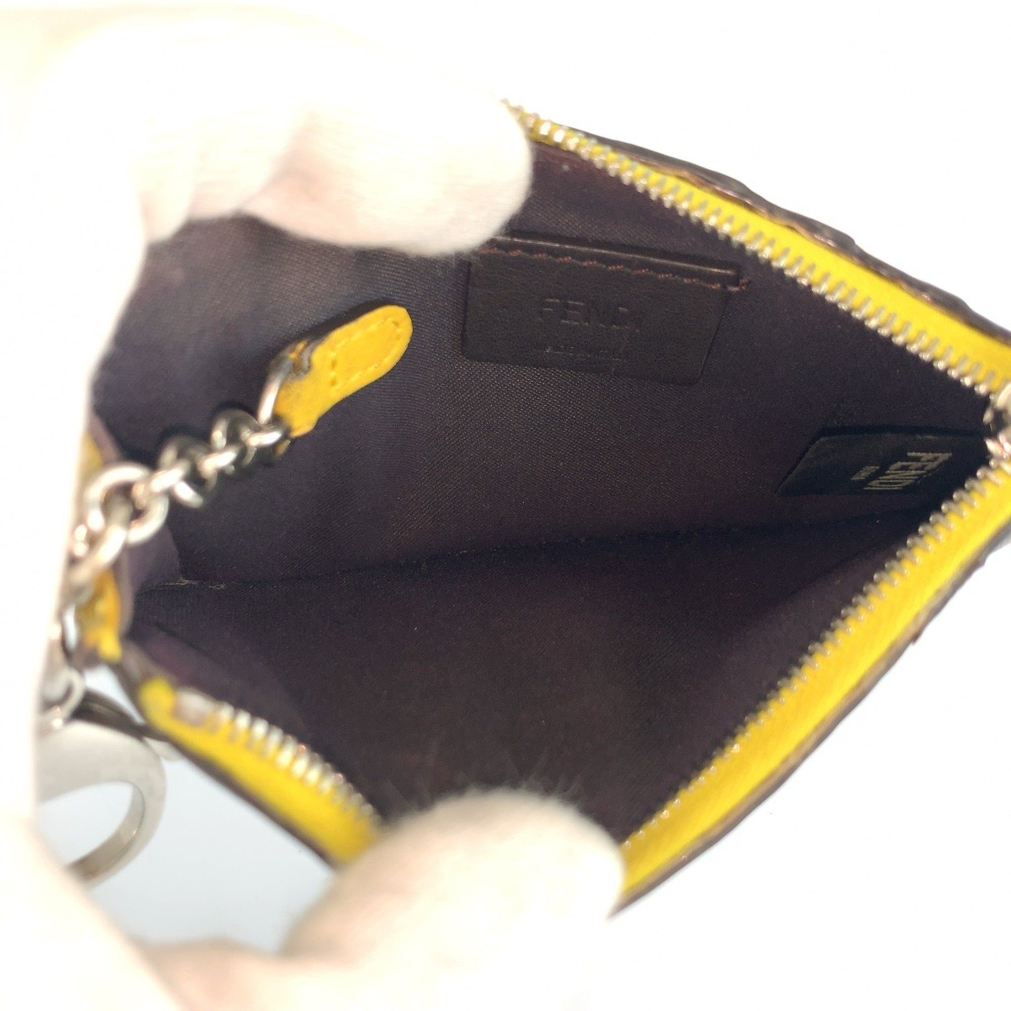 Fendi Brown Yellow Leather Coin Purse/Coin Case (Pre-Owned)