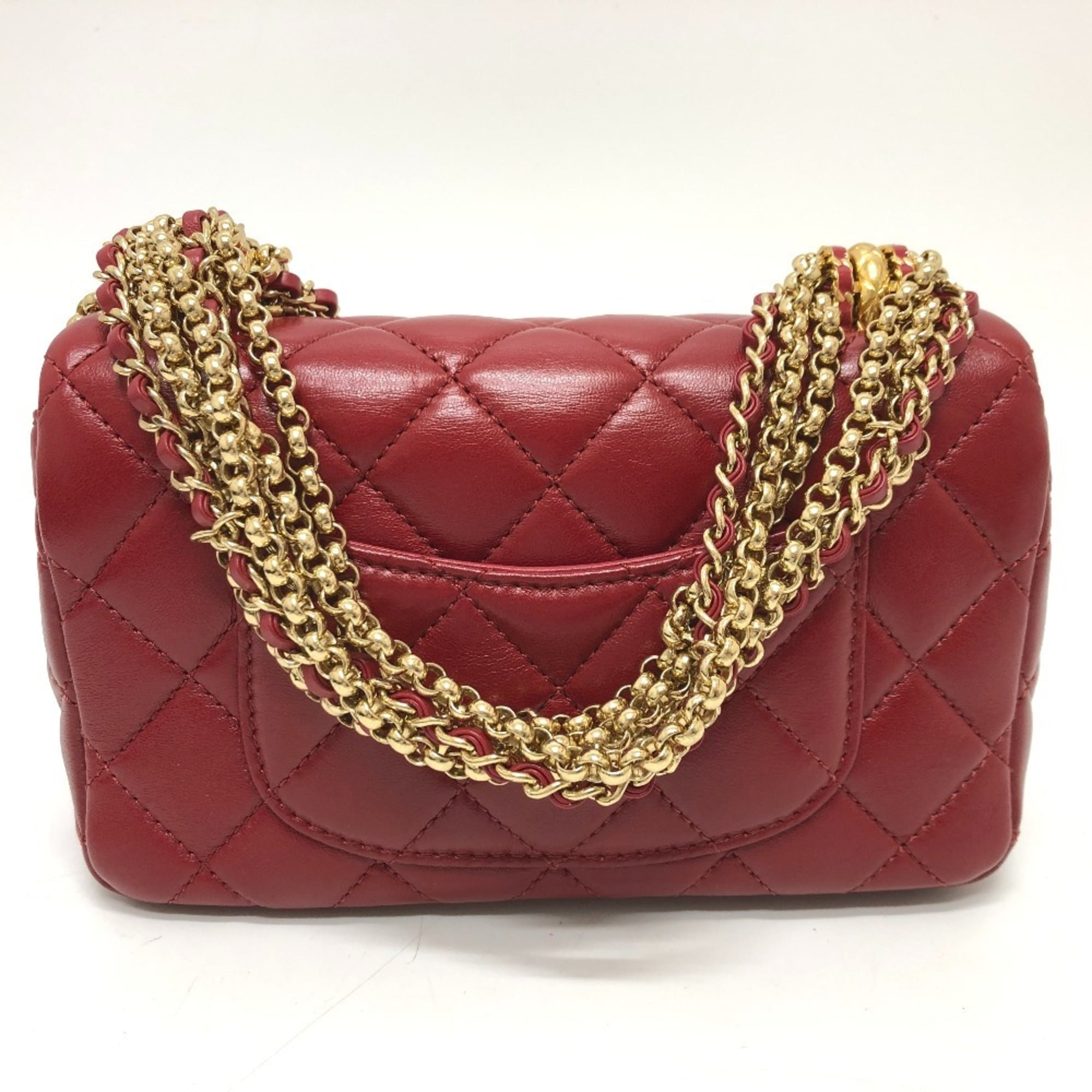 Chanel Red Color Leather Shoulder Bag (Pre-Owned)