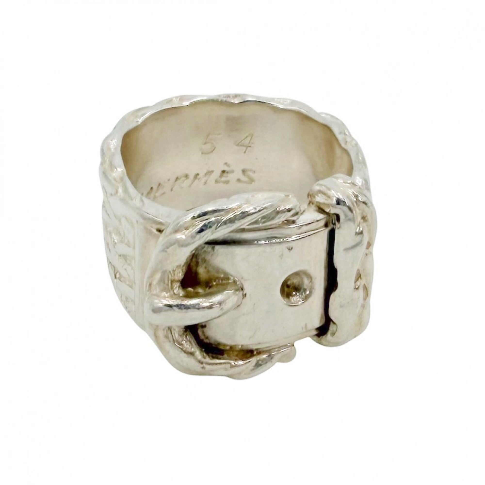 Hermes Silver 925 Band Ring (Pre-Owned)
