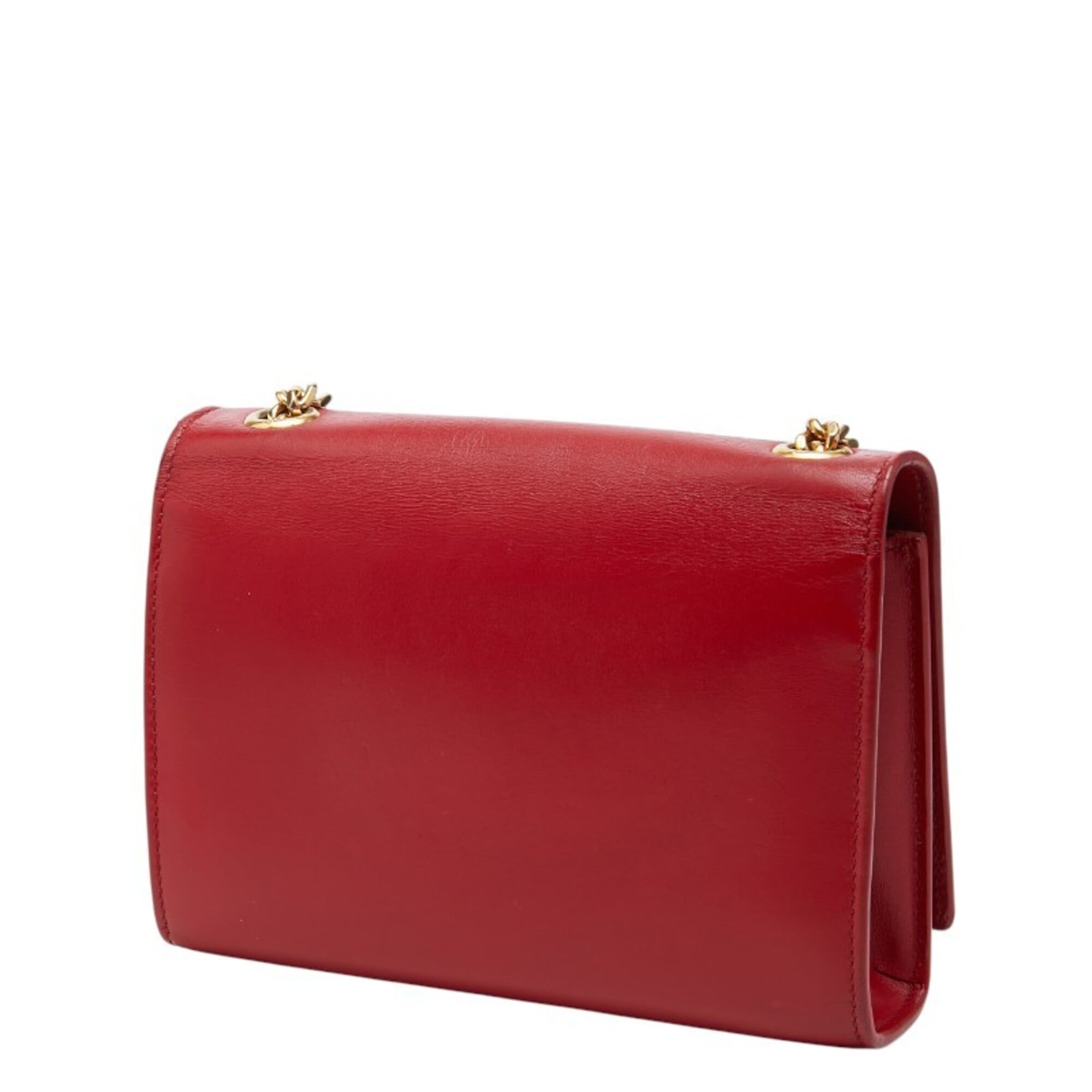 Saint Laurent Gold Red Color Leather Shoulder Bag (Pre-Owned)