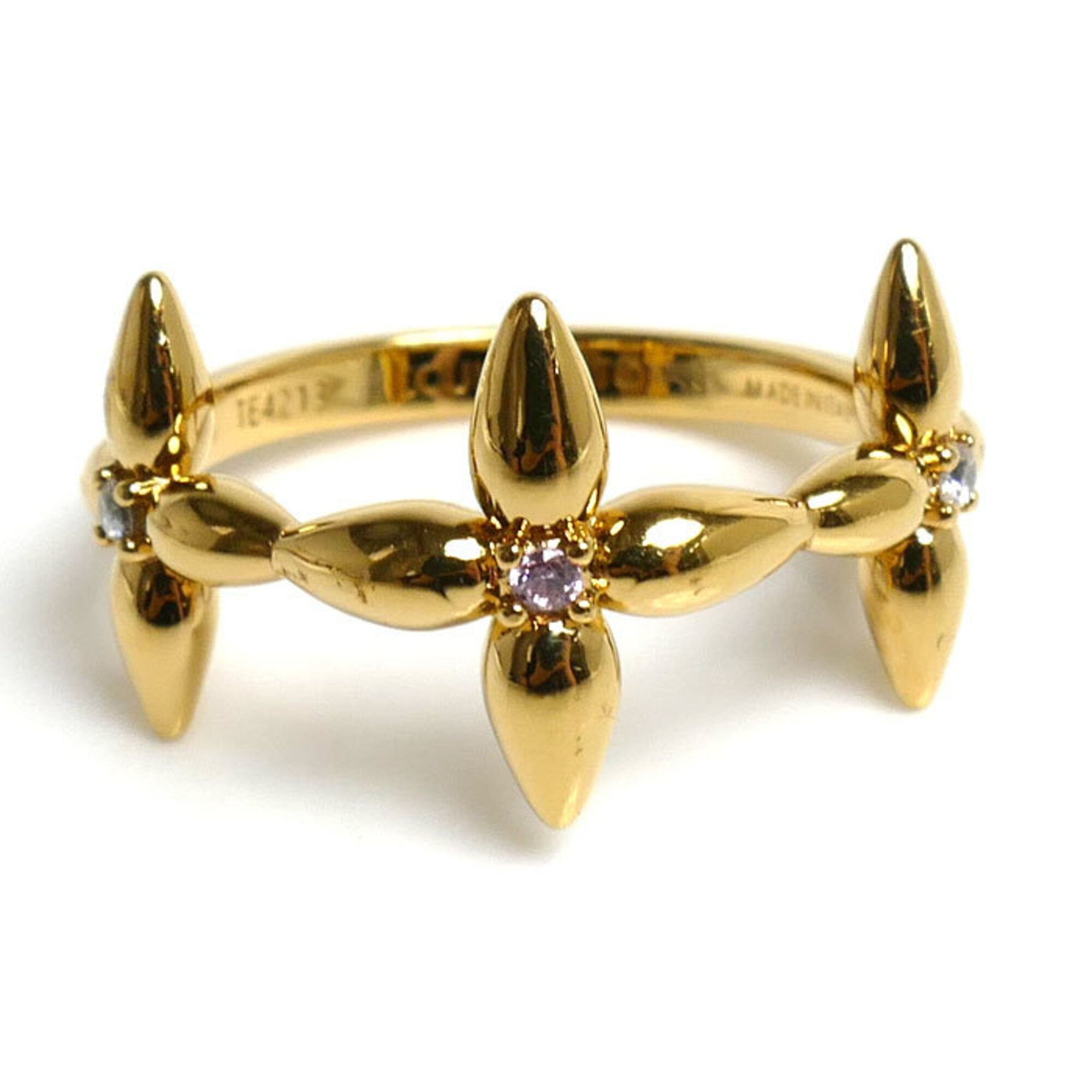 Louis Vuitton Gold Gold Plating Rhinestone Band Ring (Pre-Owned)