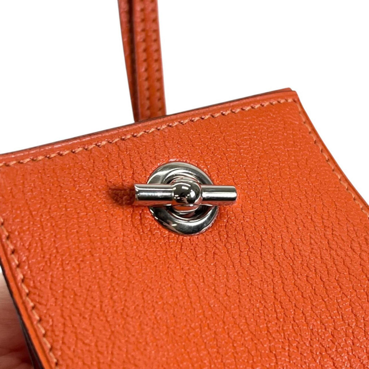 Hermes Orange Chevre Myzore Leather Pouch (Pre-Owned)