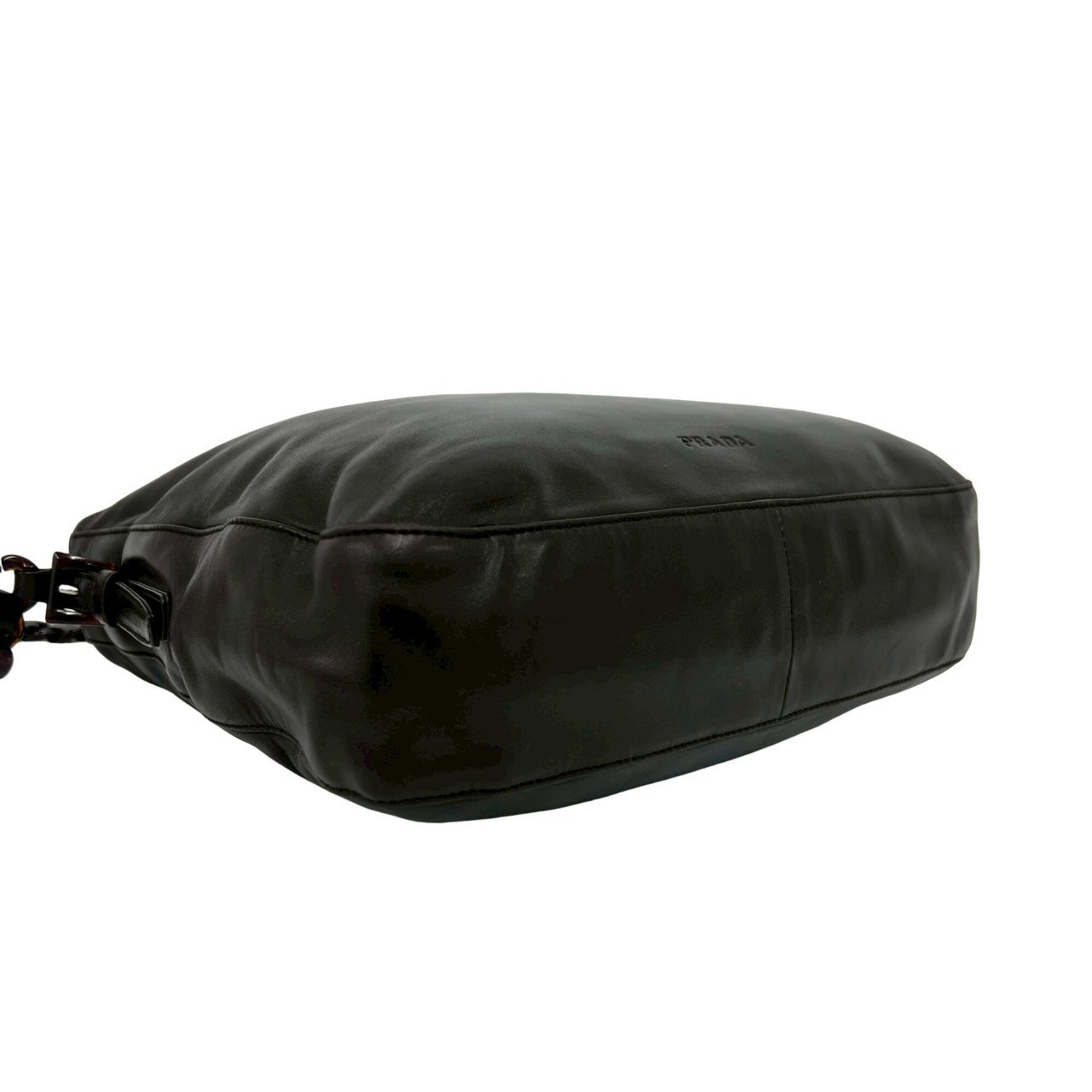 Prada Brown Leather Plastic Pochette Shoulder Bag (Pre-Owned)