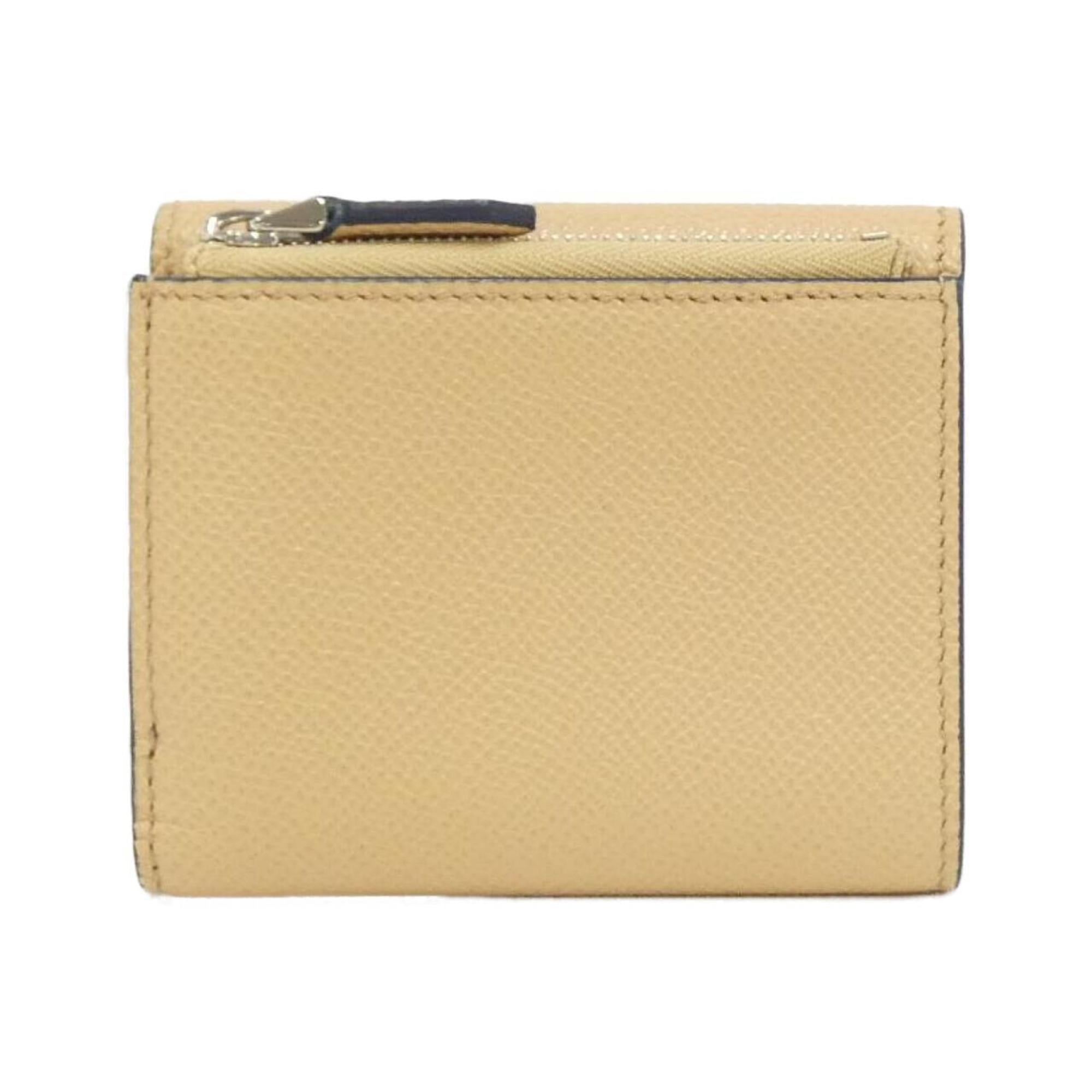 Bvlgari Bvlgari Bvlgari Beige Navy Leather Wallet (Tri-Fold) (Pre-Owned)