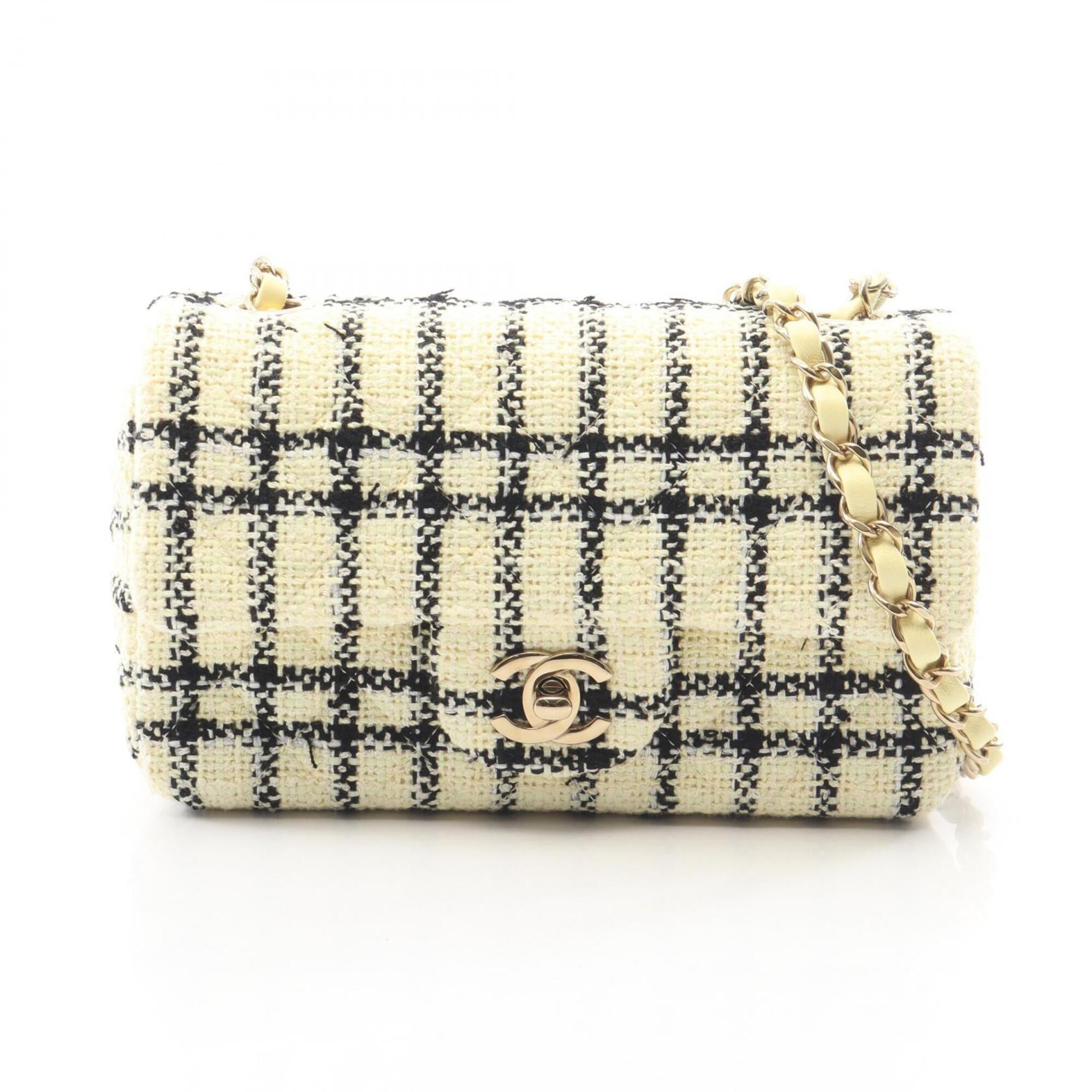 Chanel Black Ivory Fabric Handbag Shoulder Bag (Pre-Owned)