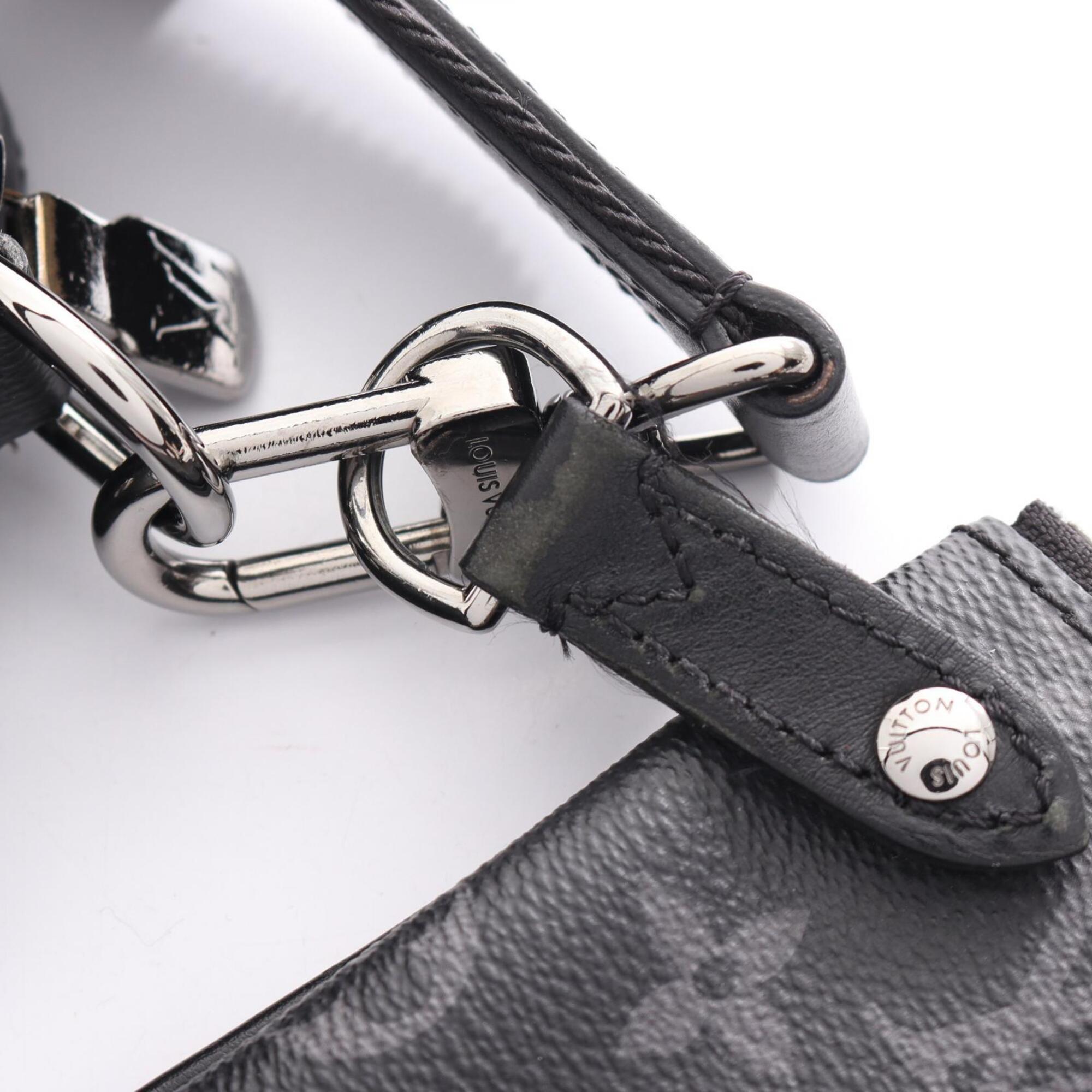 Louis Vuitton Black Gray Coated Canvas Leather Handbag Shoulder Bag (Pre-Owned)