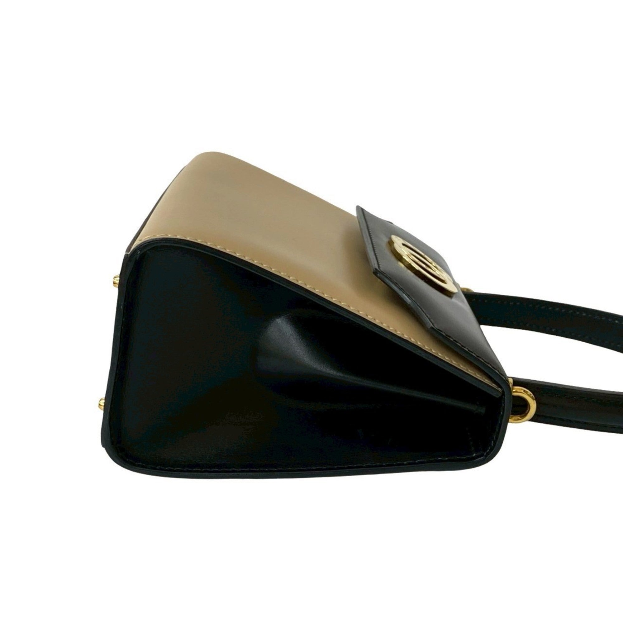 Celine Beige Black Leather Handbag Shoulder Bag (Pre-Owned)
