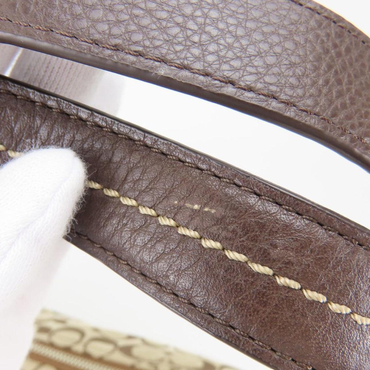 Coach Beige Brown Canvas Leather Shoulder Bag (Pre-Owned)
