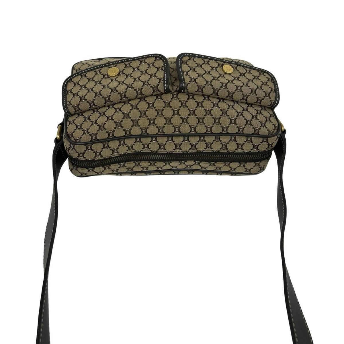 Celine Brown Canvas Leather Pochette Shoulder Bag (Pre-Owned)