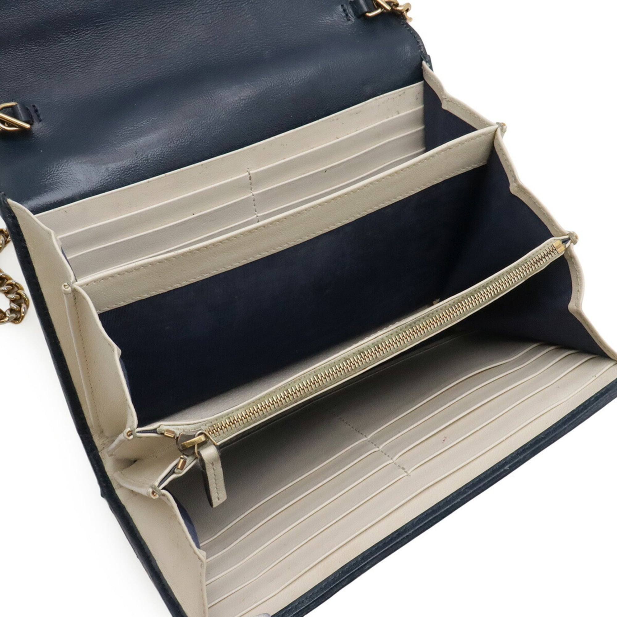 Gucci Gg Marmont Ivory Navy Leather Clutch Bag Pochette Shoulder Bag (Pre-Owned)