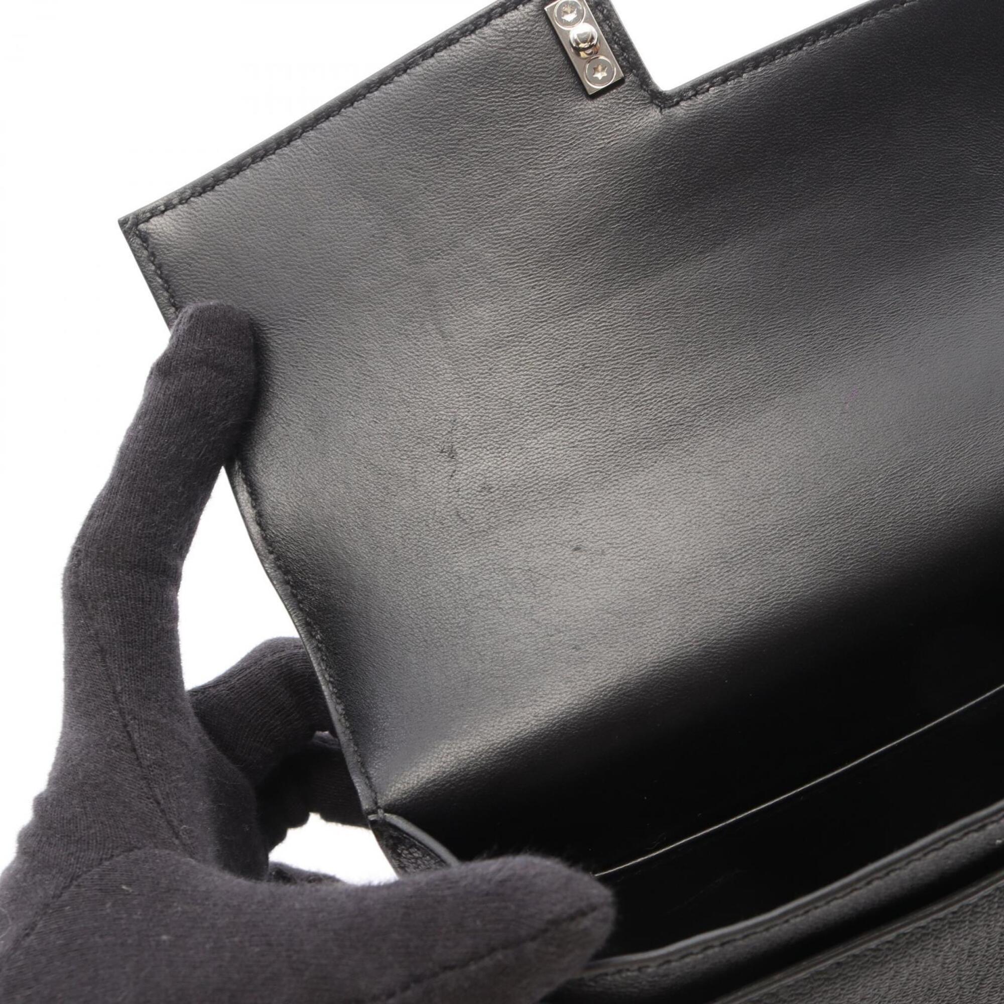 Hermes Black Leather Handbag Shoulder Bag (Pre-Owned)
