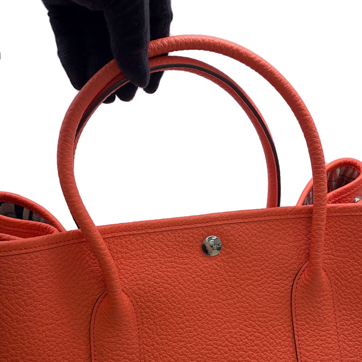 Hermes Garden Orange Poppy Country Leather Handbag Tote Bag (Pre-Owned)