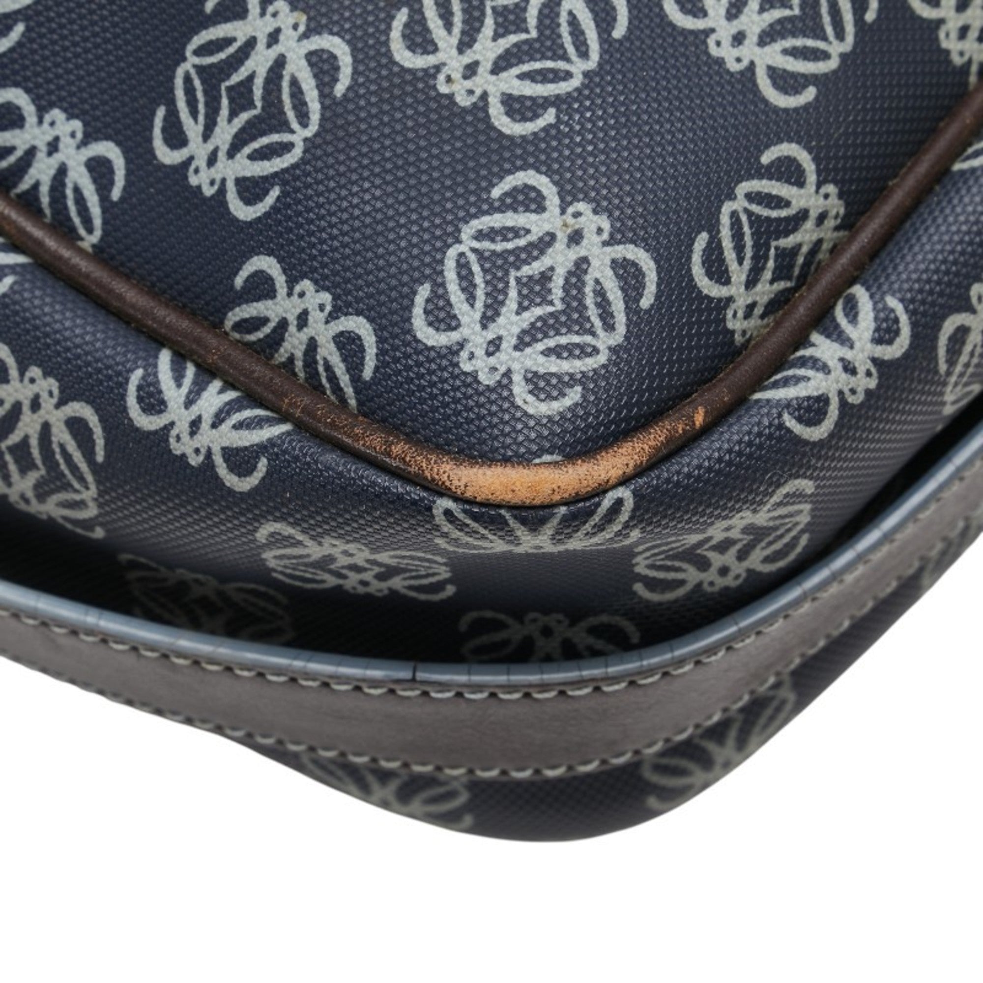Loewe Gray Navy Pvc Leather Messenger Bag Shoulder Bag (Pre-Owned)