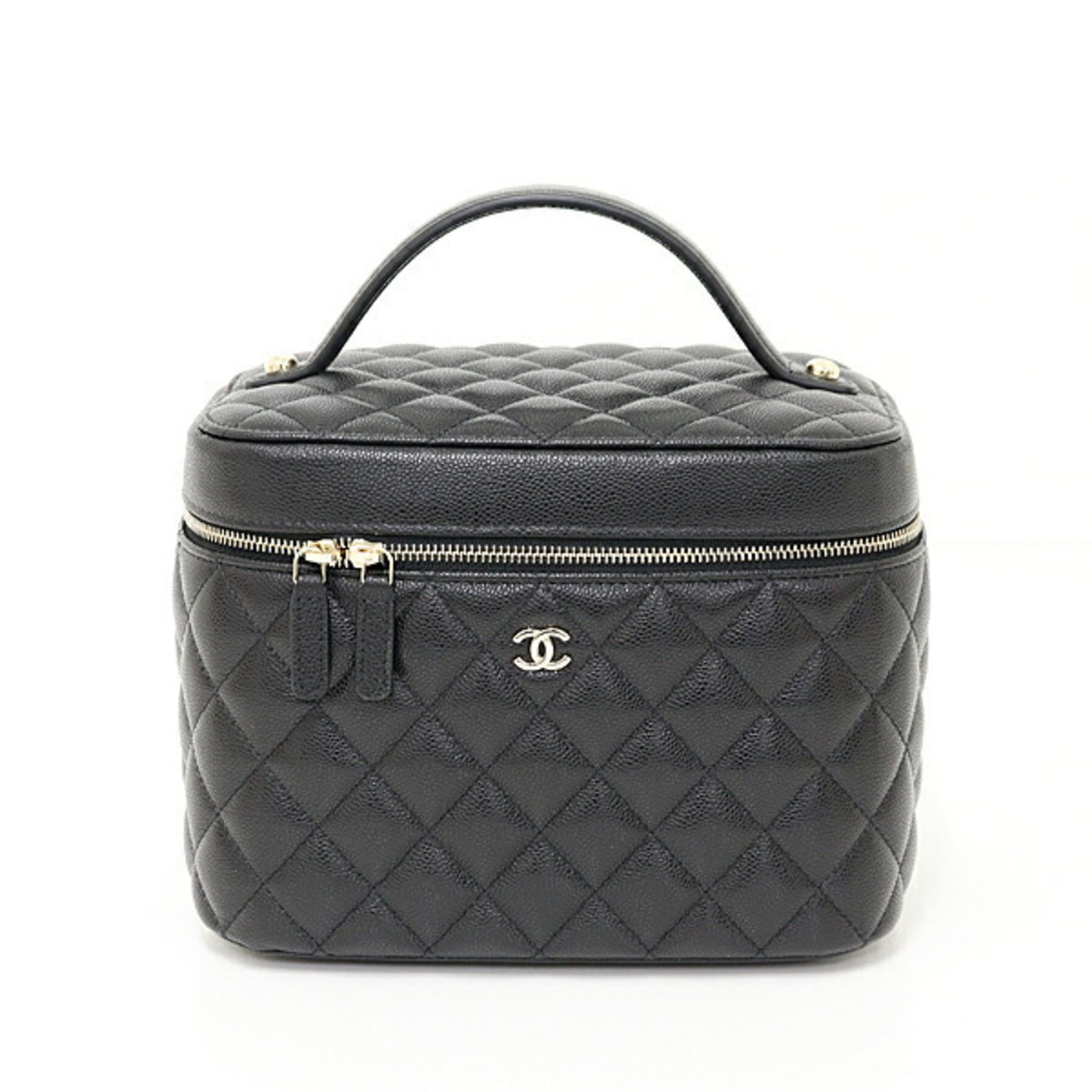 Chanel Black Grained Calfskin Handbag Vanity Bag (Pre-Owned)