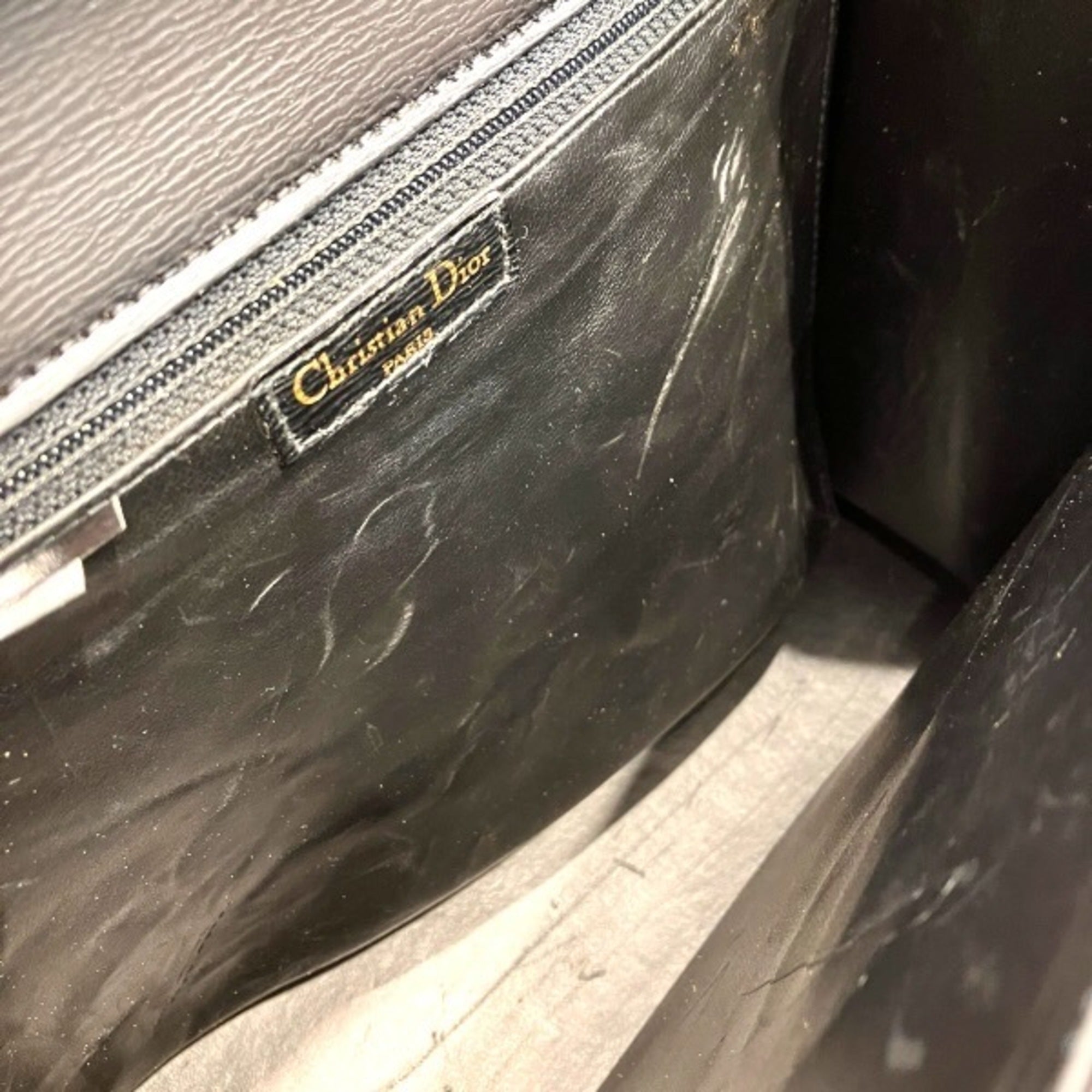 Christian Dior Black Leather Handbag Shoulder Bag (Pre-Owned)