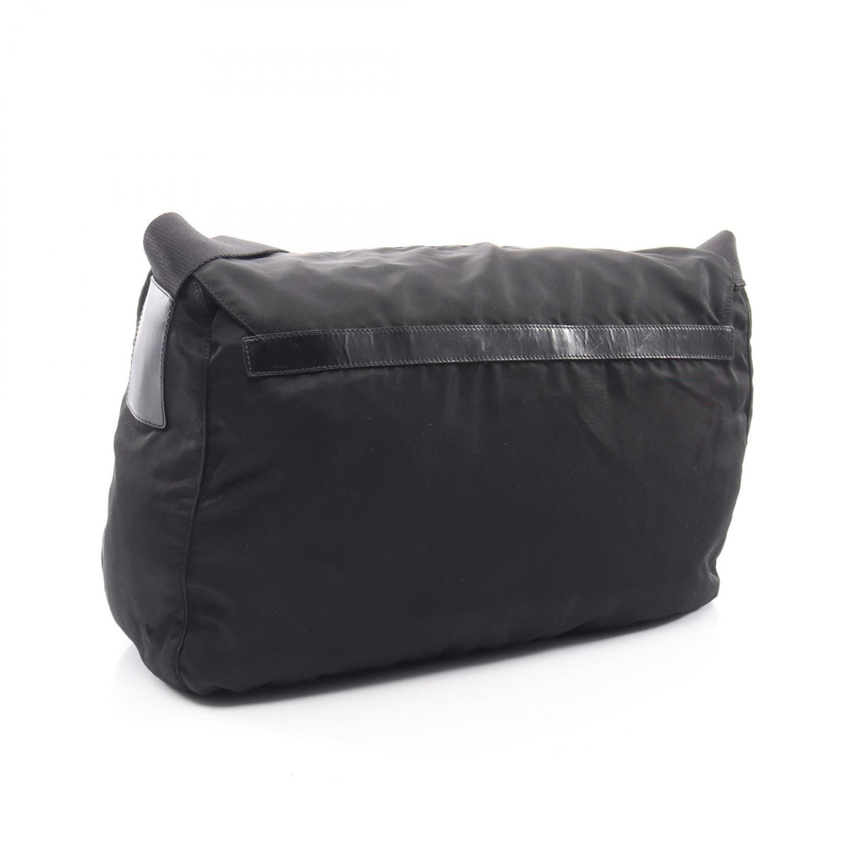 Prada Black Nylon Leather Handbag Messenger Bag Shoulder Bag (Pre-Owned)