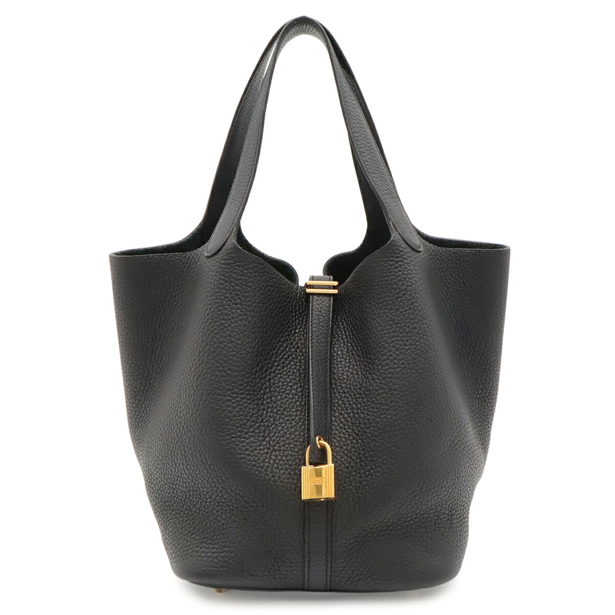 Hermes Black Taurillon Clemence Leather Handbag Tote Bag (Pre-Owned)