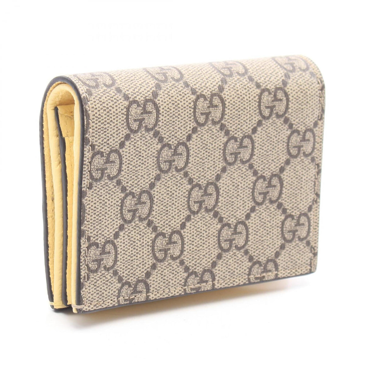 Gucci Beige Brown Yellow Leather Pvc Wallet (Bi-Fold) (Pre-Owned)
