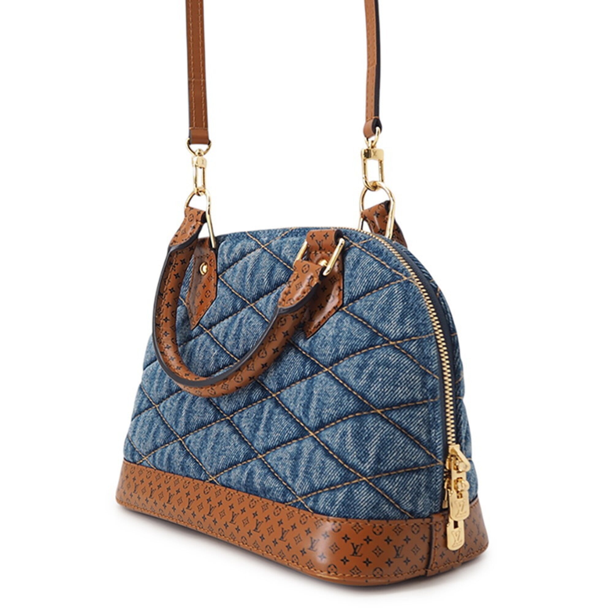 Louis Vuitton Blue Brown Denim Handbag (Pre-Owned)