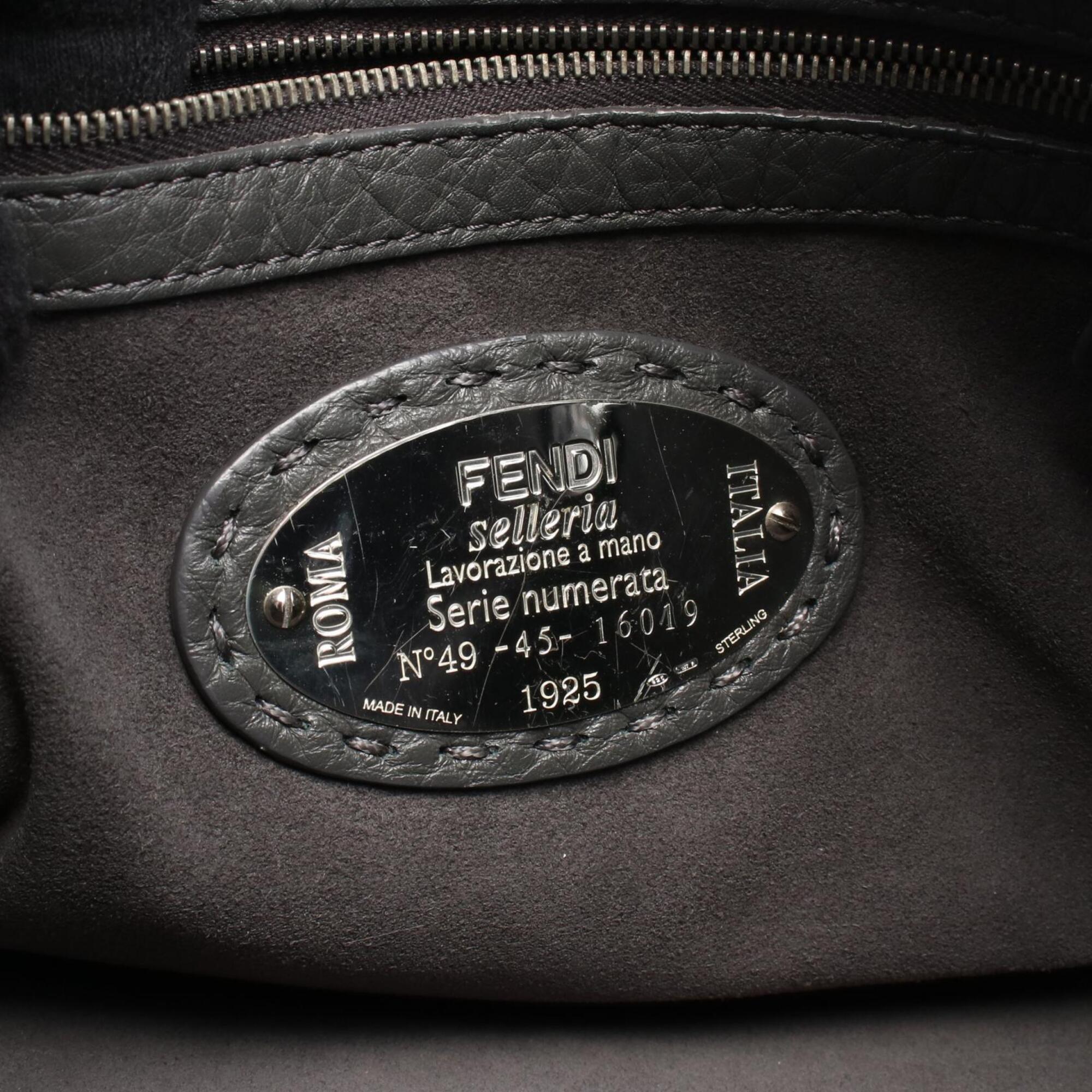 Fendi Selleria Gray Leather Handbag (Pre-Owned)